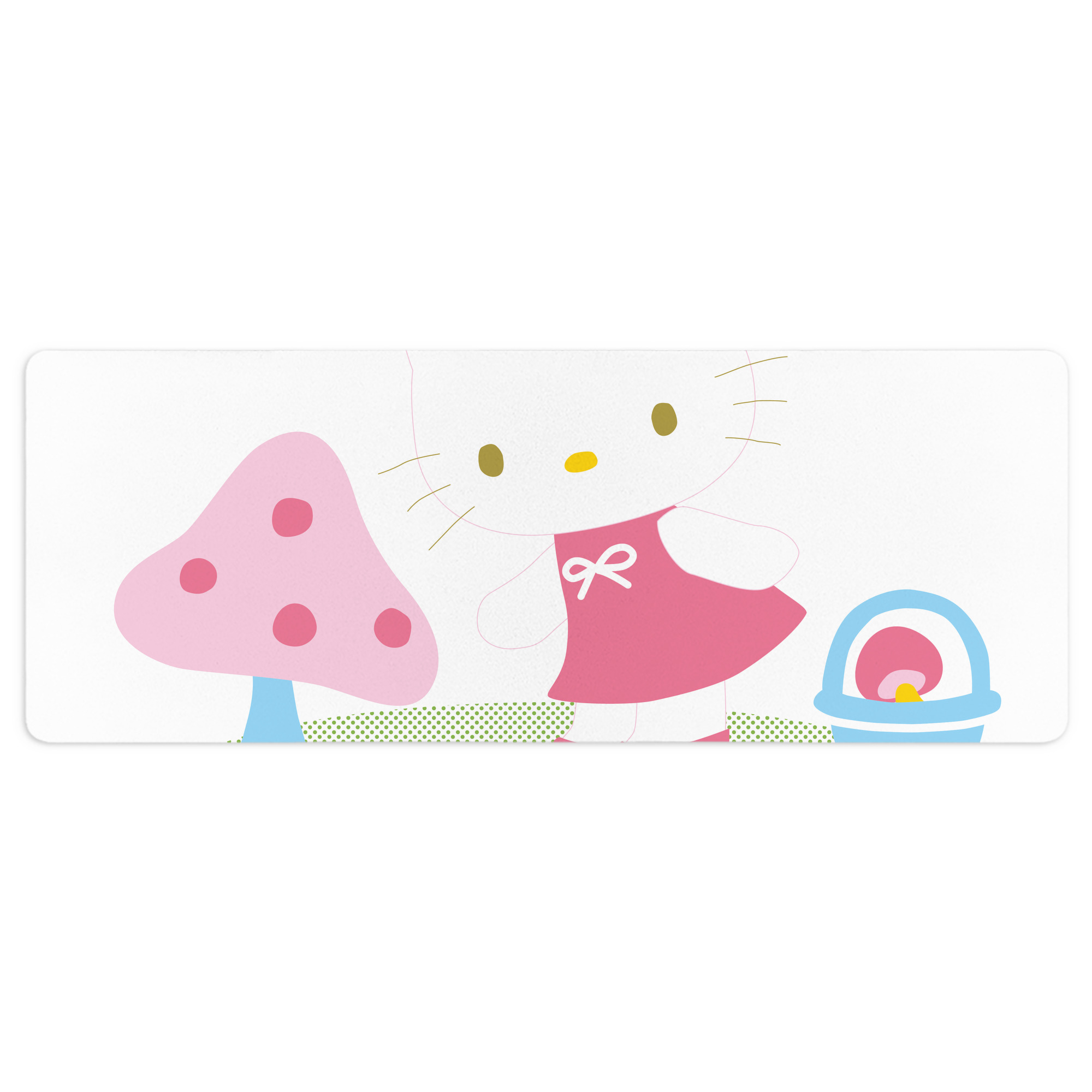 （画像用） Hello Kitty ハローキティ ステッチ加工 大判デスクマット／滑り止めマウスパッド