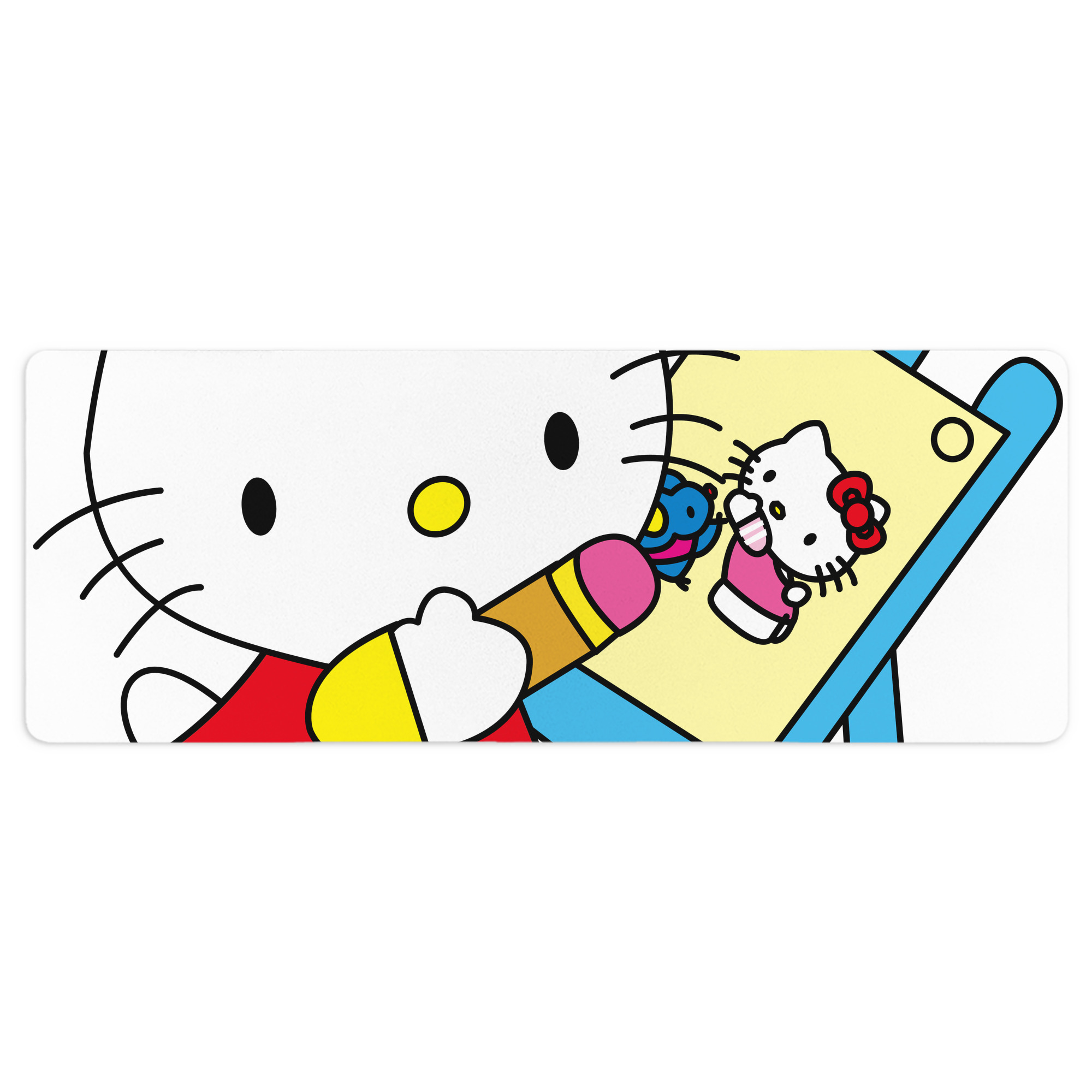 （画像用） Hello Kitty ハローキティ ステッチ加工 大判デスクマット／滑り止めマウスパッド