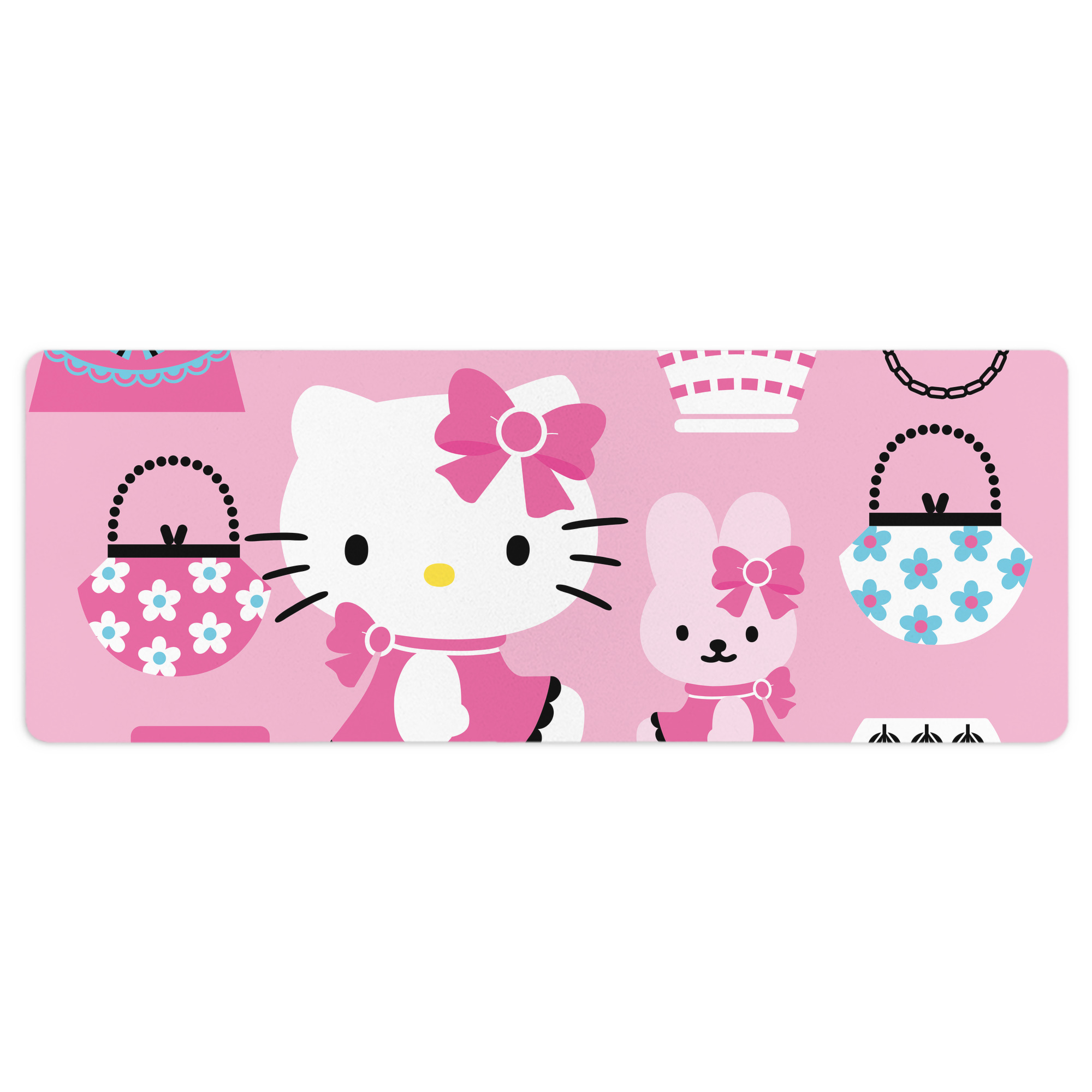（画像用） Hello Kitty ハローキティ ステッチ加工 大判デスクマット／滑り止めマウスパッド