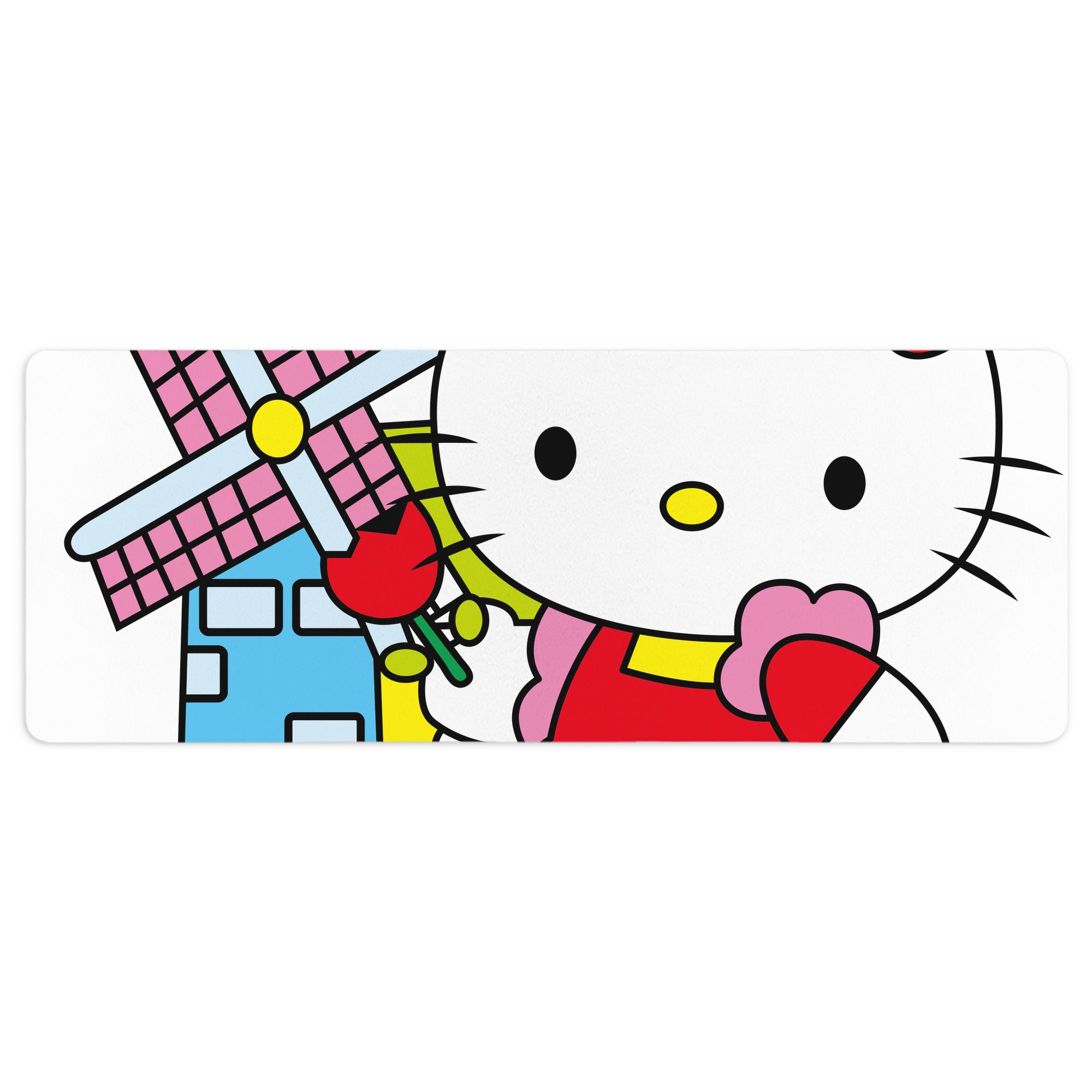 （画像用） Hello Kitty ハローキティ ステッチ加工 大判デスクマット／滑り止めマウスパッド