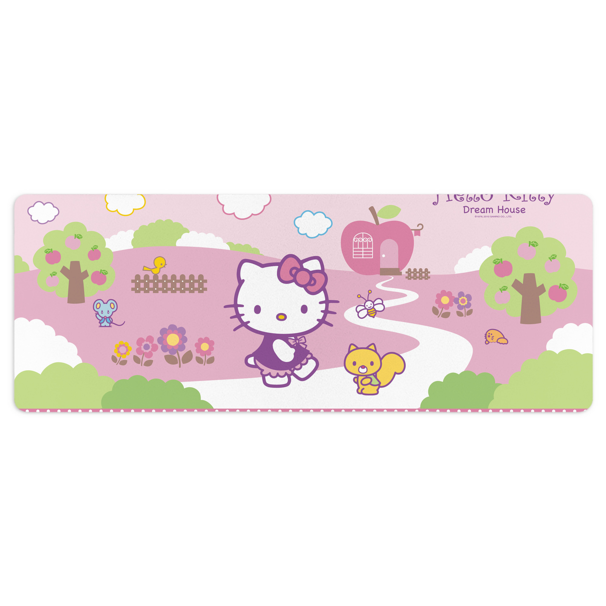 （画像用） Hello Kitty ハローキティ ステッチ加工 大判デスクマット／滑り止めマウスパッド