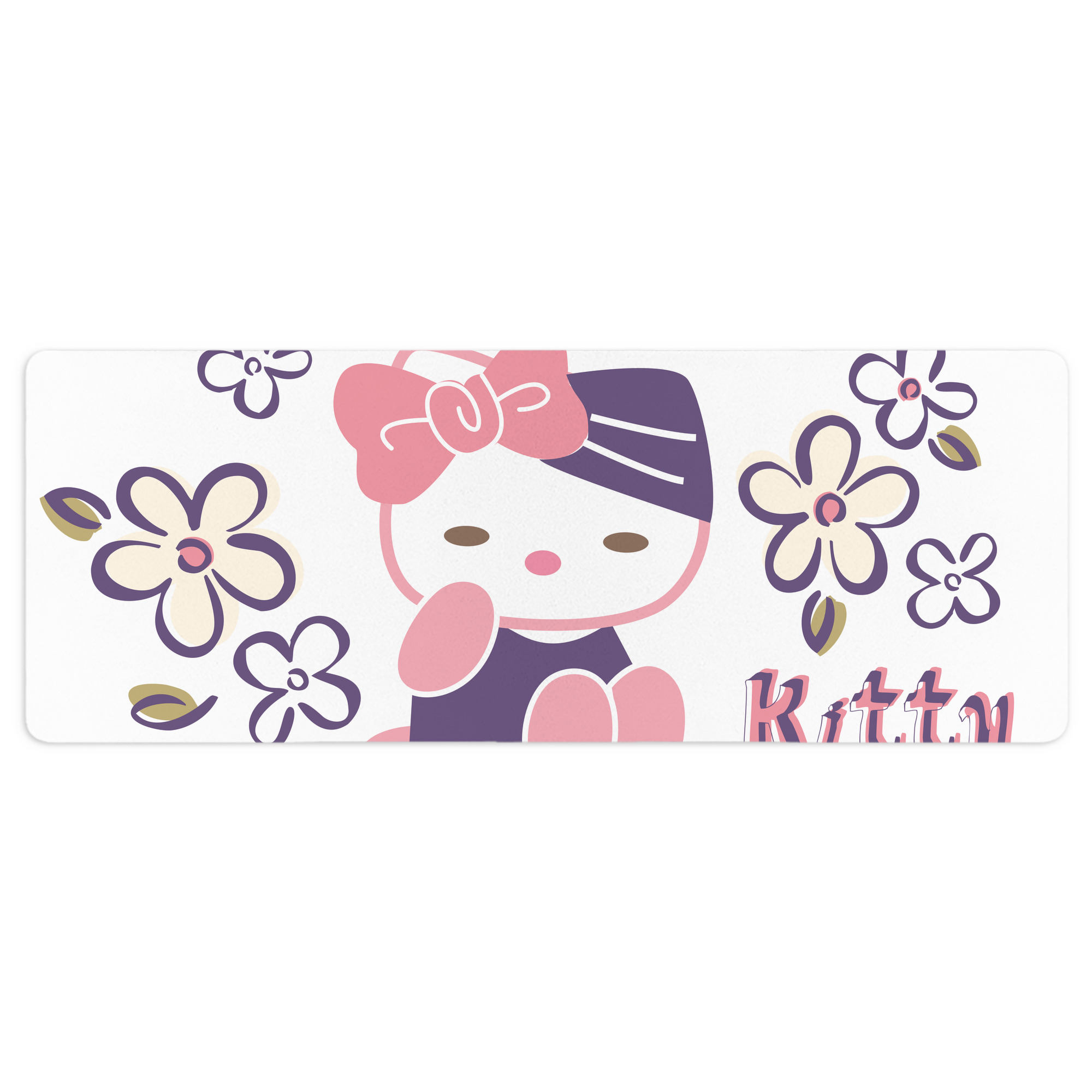 （画像用） Hello Kitty ハローキティ ステッチ加工 大判デスクマット／滑り止めマウスパッド