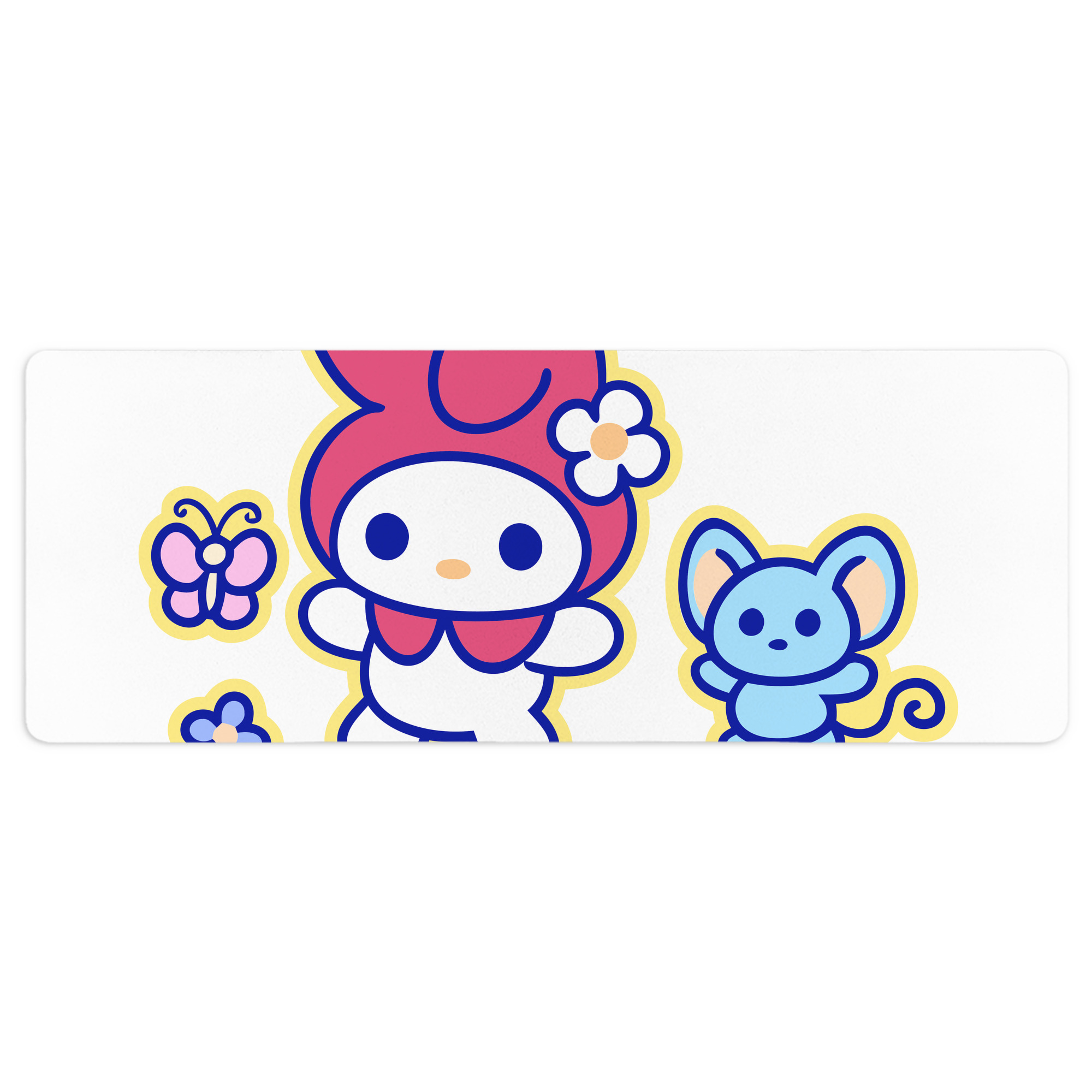 （画像用） Hello Kitty ハローキティ ステッチ加工 大判デスクマット／滑り止めマウスパッド
