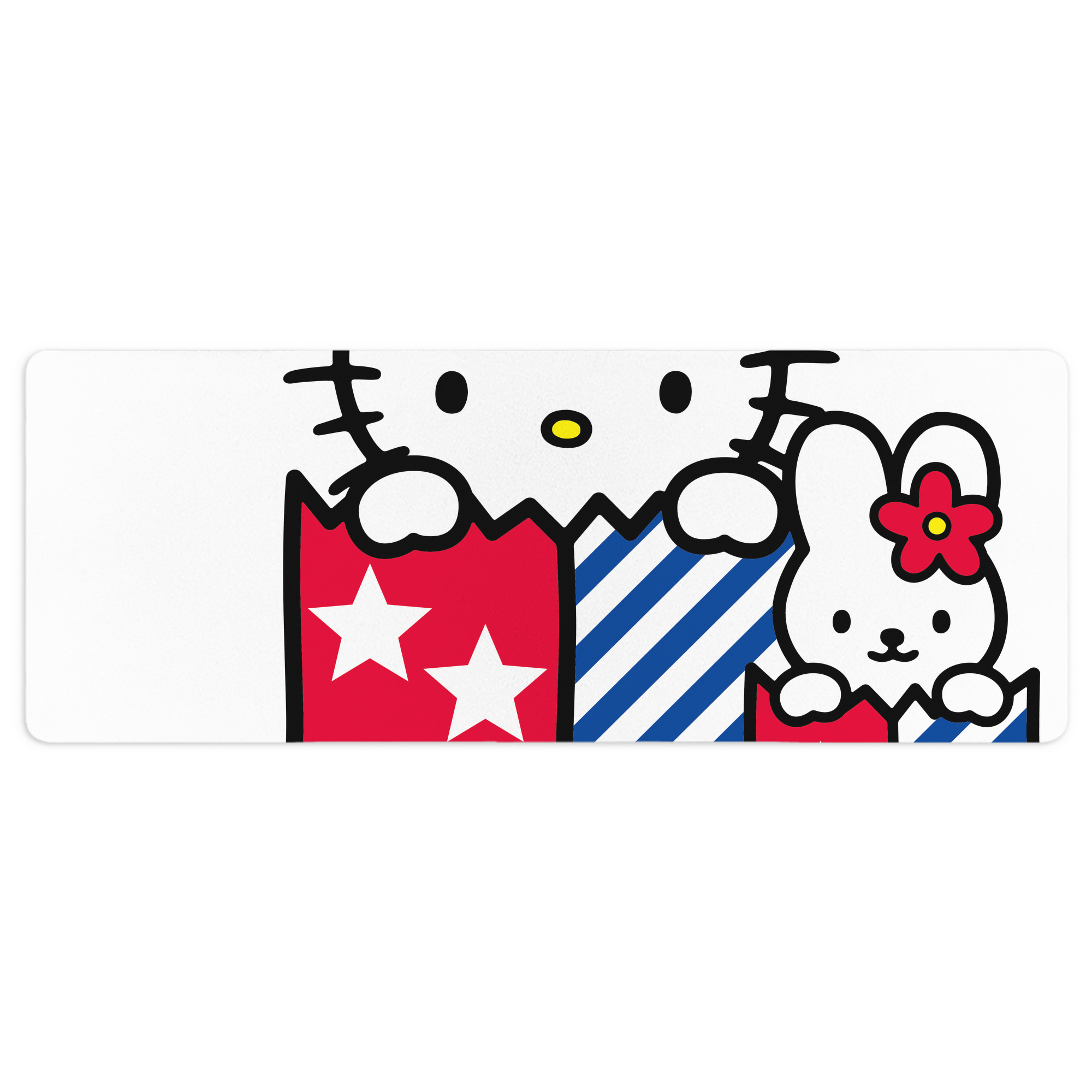 （画像用） Hello Kitty ハローキティ ステッチ加工 大判デスクマット／滑り止めマウスパッド