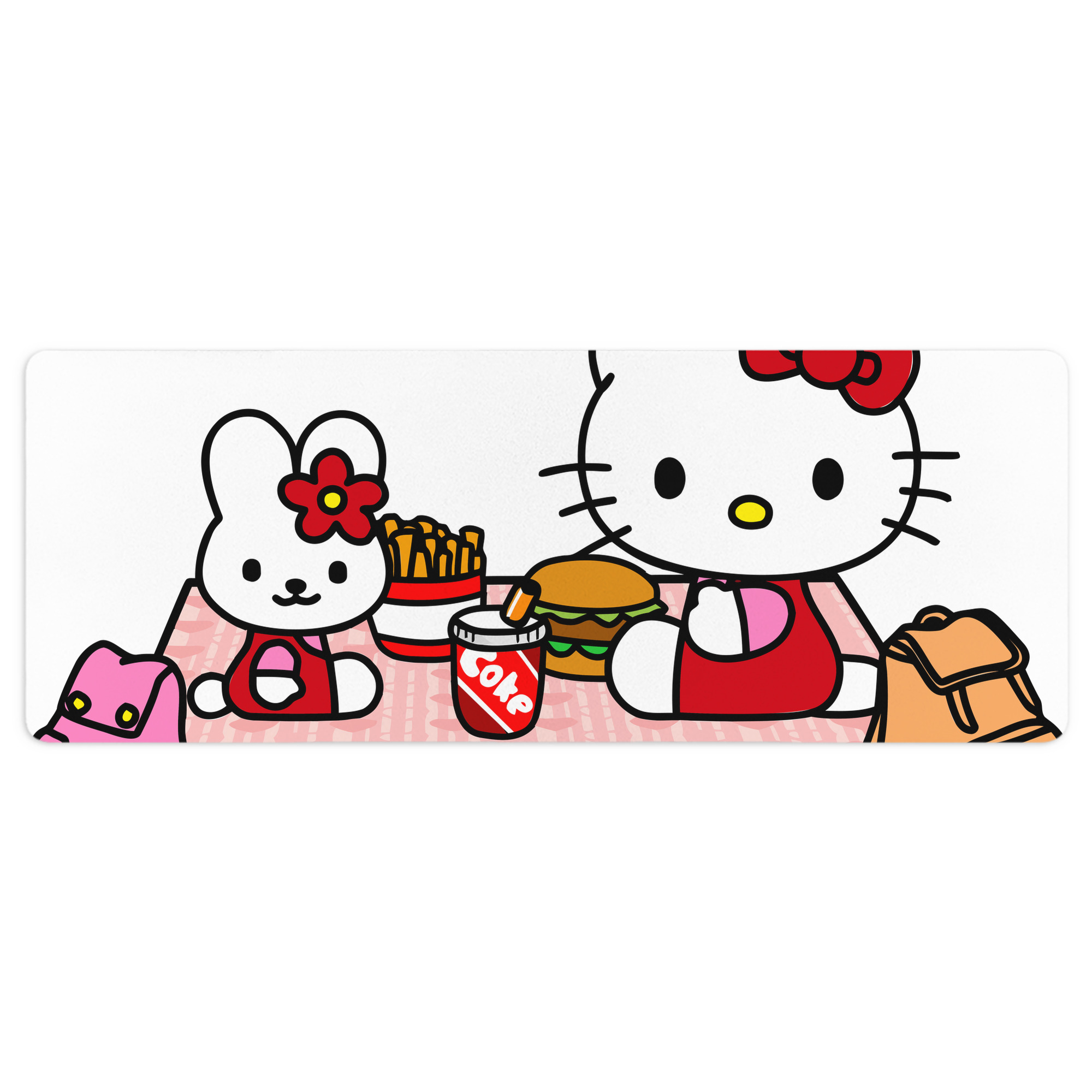 （画像用） Hello Kitty ハローキティ ステッチ加工 大判デスクマット／滑り止めマウスパッド
