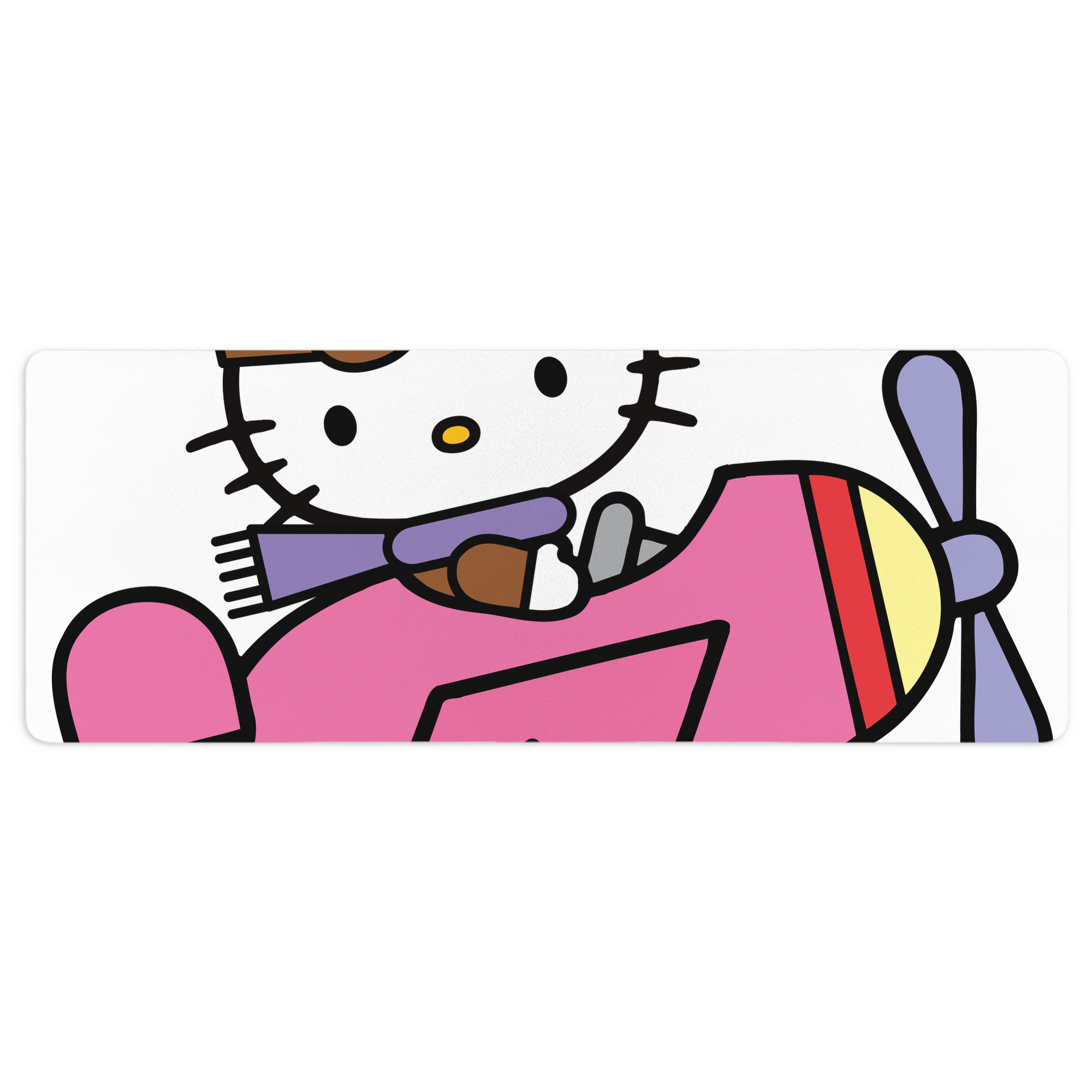 （画像用） Hello Kitty ハローキティ ステッチ加工 大判デスクマット／滑り止めマウスパッド