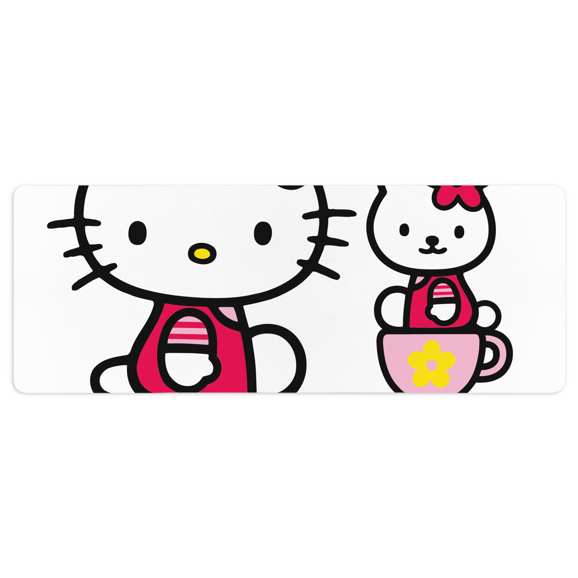 （画像用） Hello Kitty ハローキティ ステッチ加工 大判デスクマット／滑り止めマウスパッド