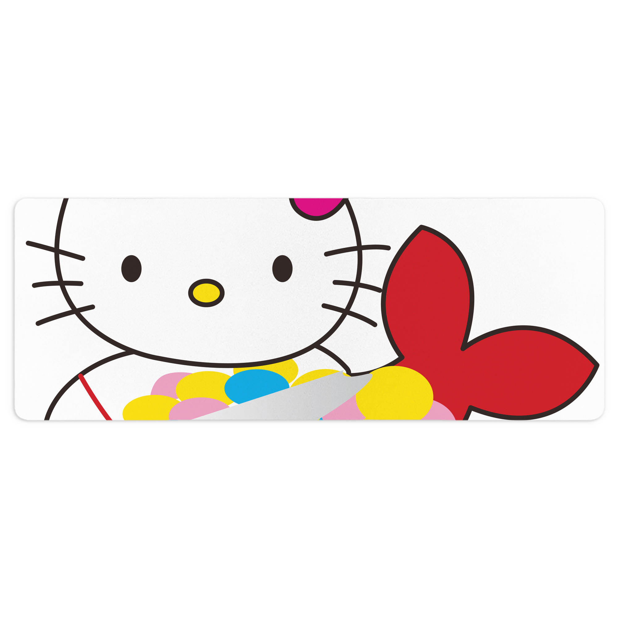 （画像用） Hello Kitty ハローキティ ステッチ加工 大判デスクマット／滑り止めマウスパッド