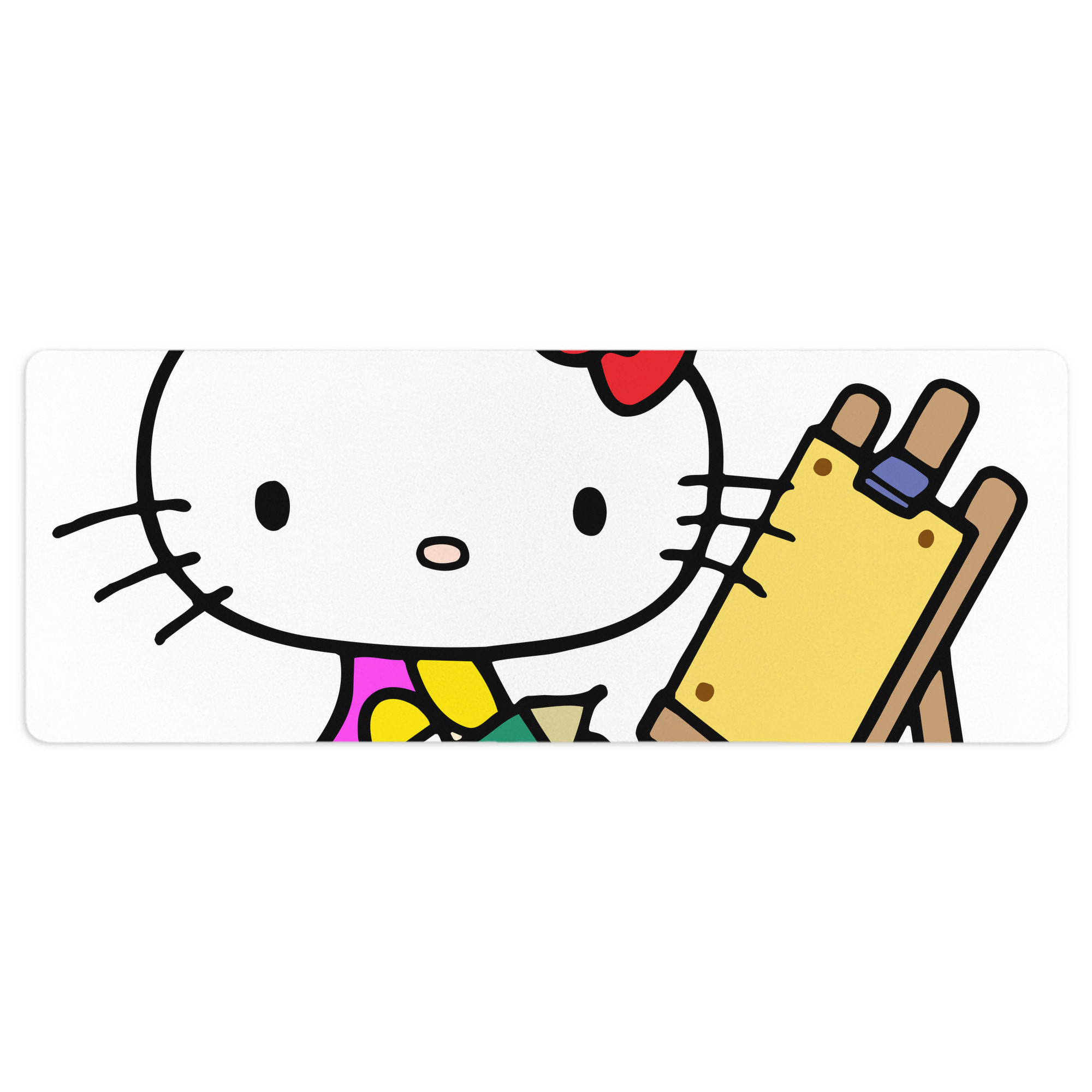 （画像用） Hello Kitty ハローキティ ステッチ加工 大判デスクマット／滑り止めマウスパッド