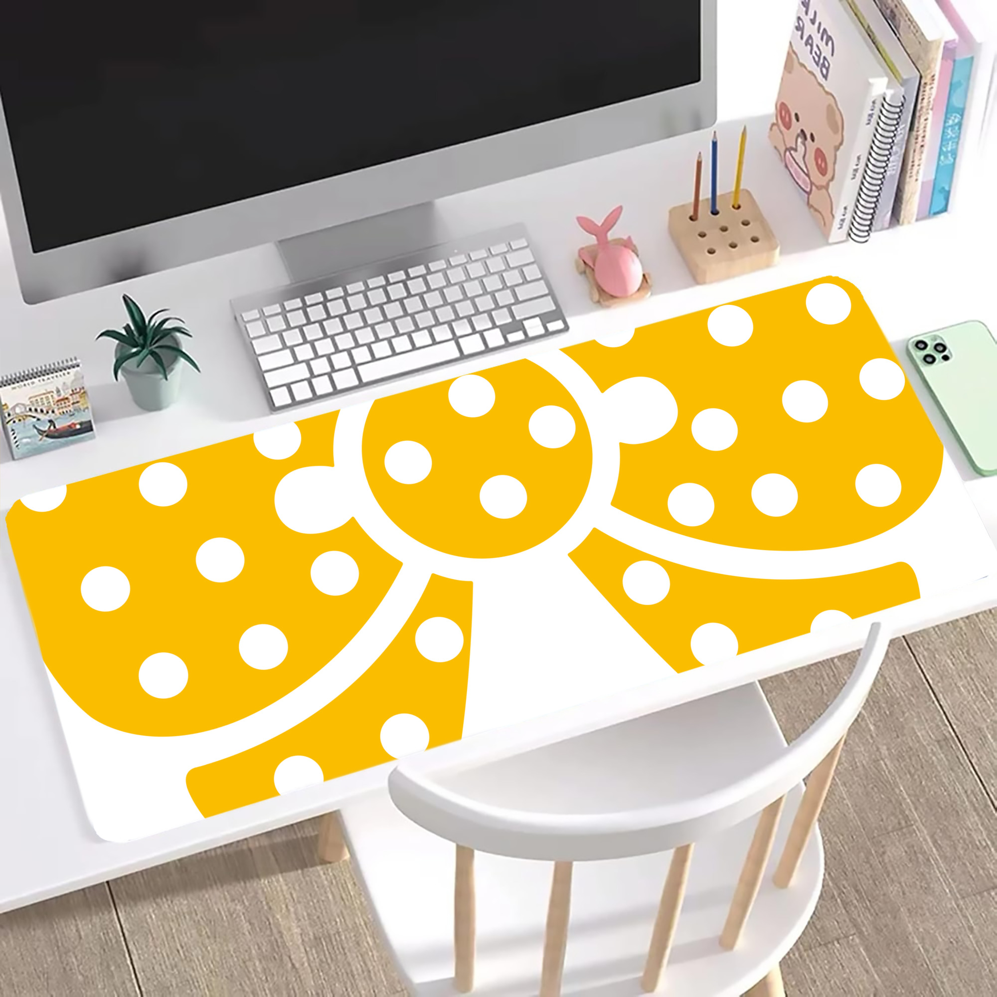 （画像用） Hello Kitty ハローキティ ステッチ加工 大判デスクマット／滑り止めマウスパッド