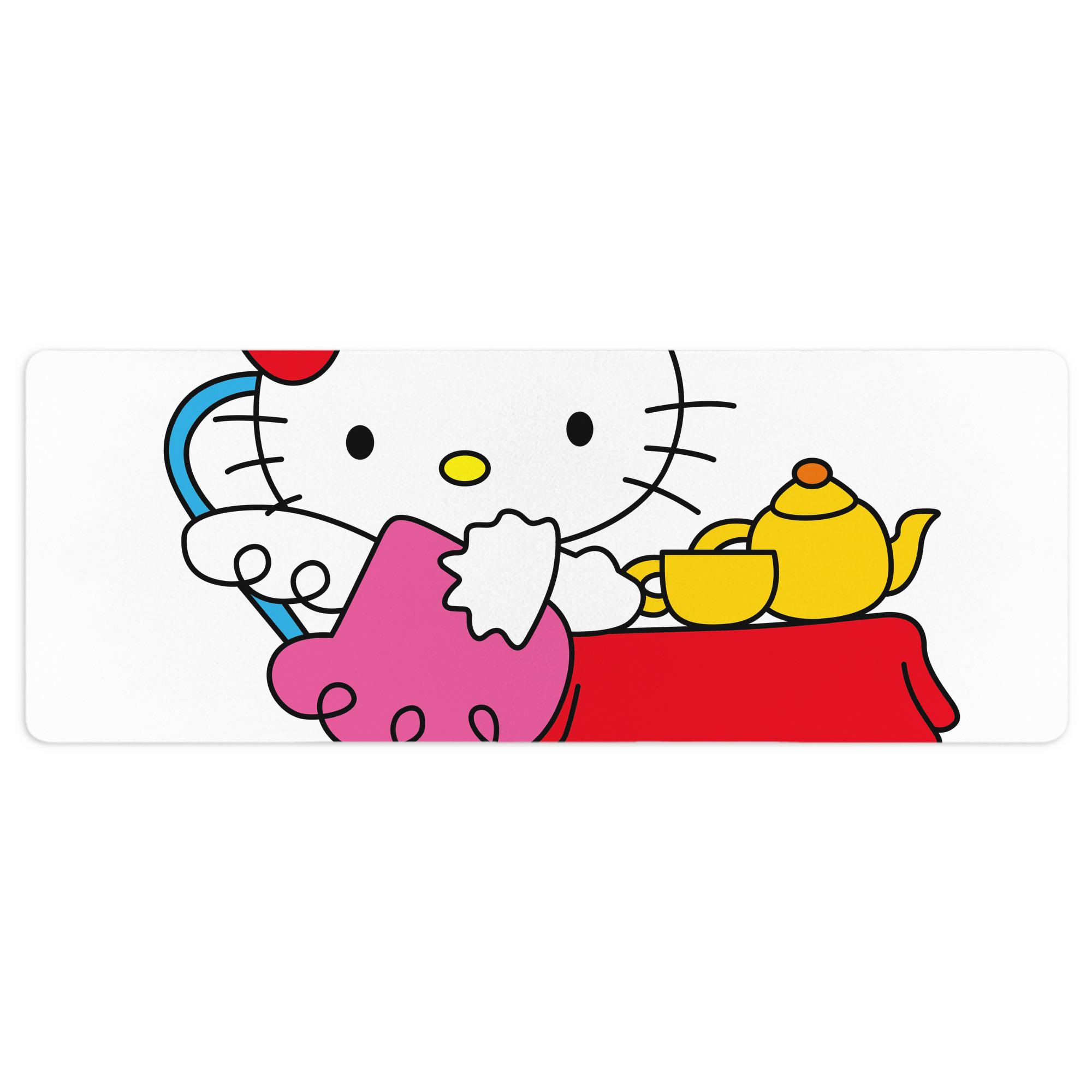 （画像用） Hello Kitty ハローキティ ステッチ加工 大判デスクマット／滑り止めマウスパッド