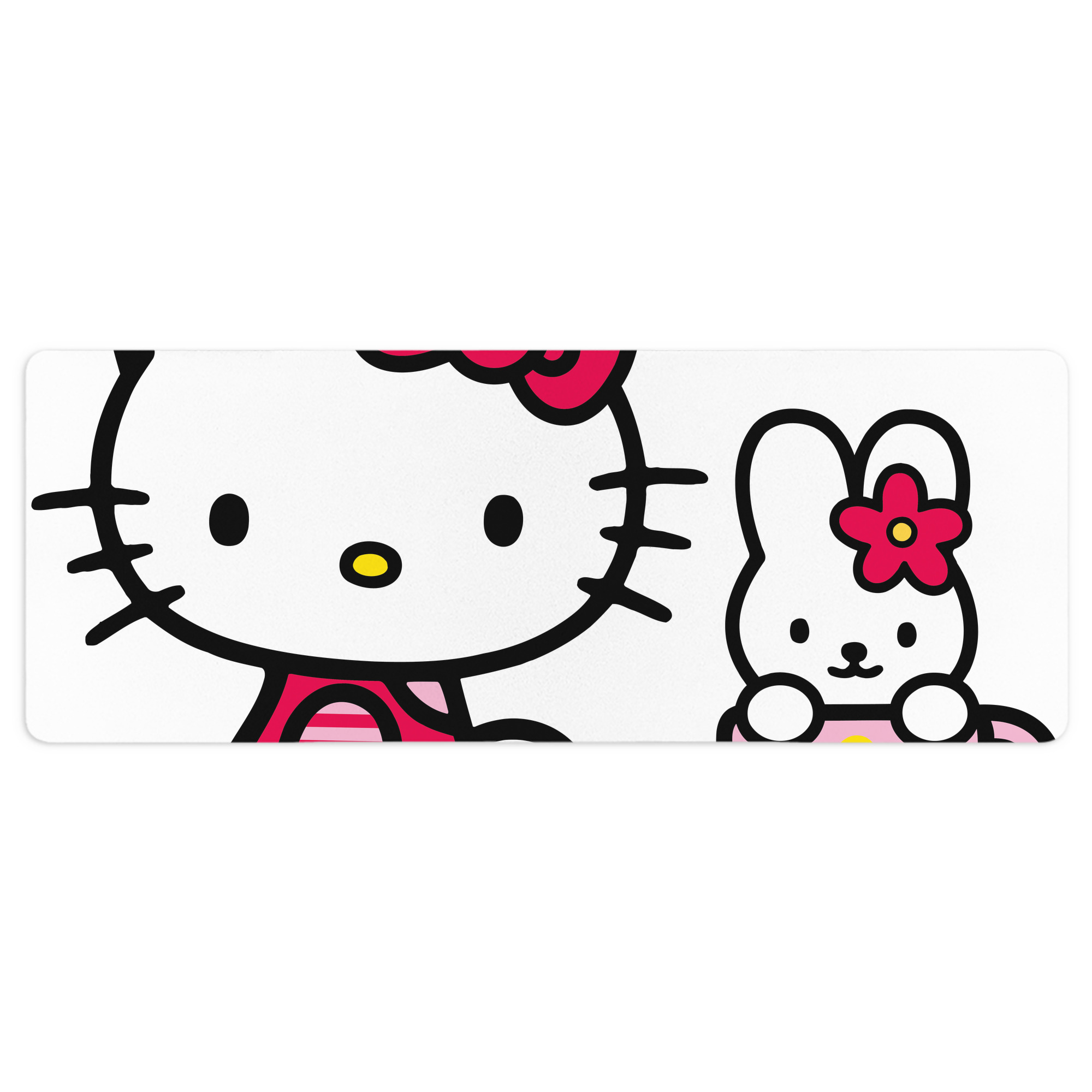 （画像用） Hello Kitty ハローキティ ステッチ加工 大判デスクマット／滑り止めマウスパッド