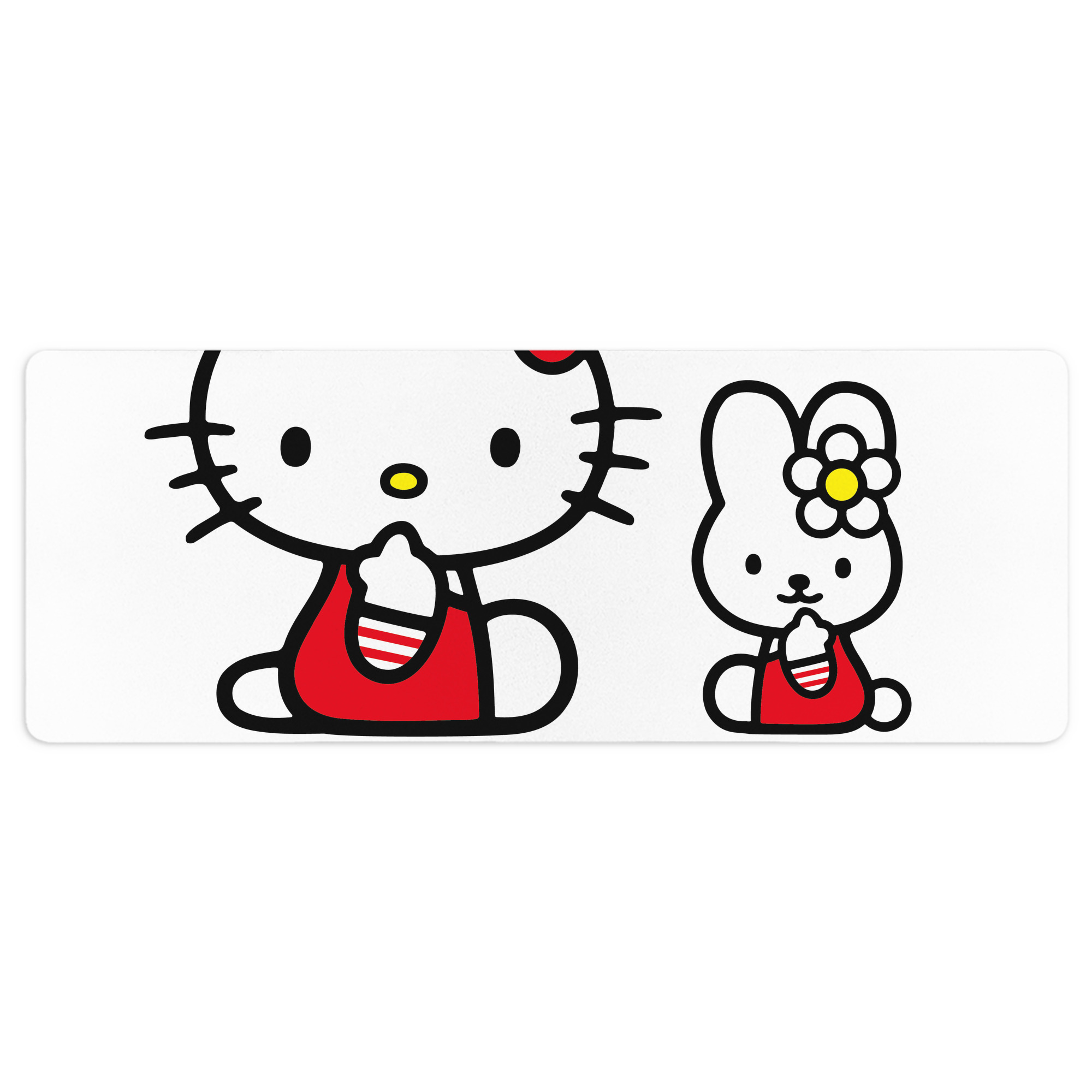 （画像用） Hello Kitty ハローキティ ステッチ加工 大判デスクマット／滑り止めマウスパッド