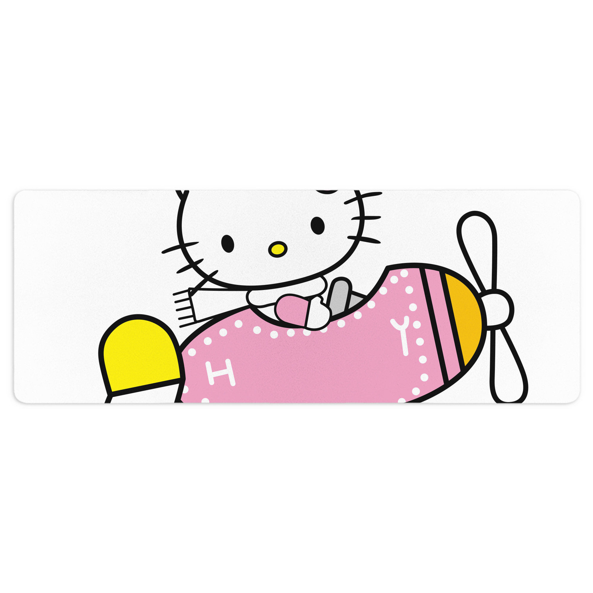（画像用） Hello Kitty ハローキティ ステッチ加工 大判デスクマット／滑り止めマウスパッド