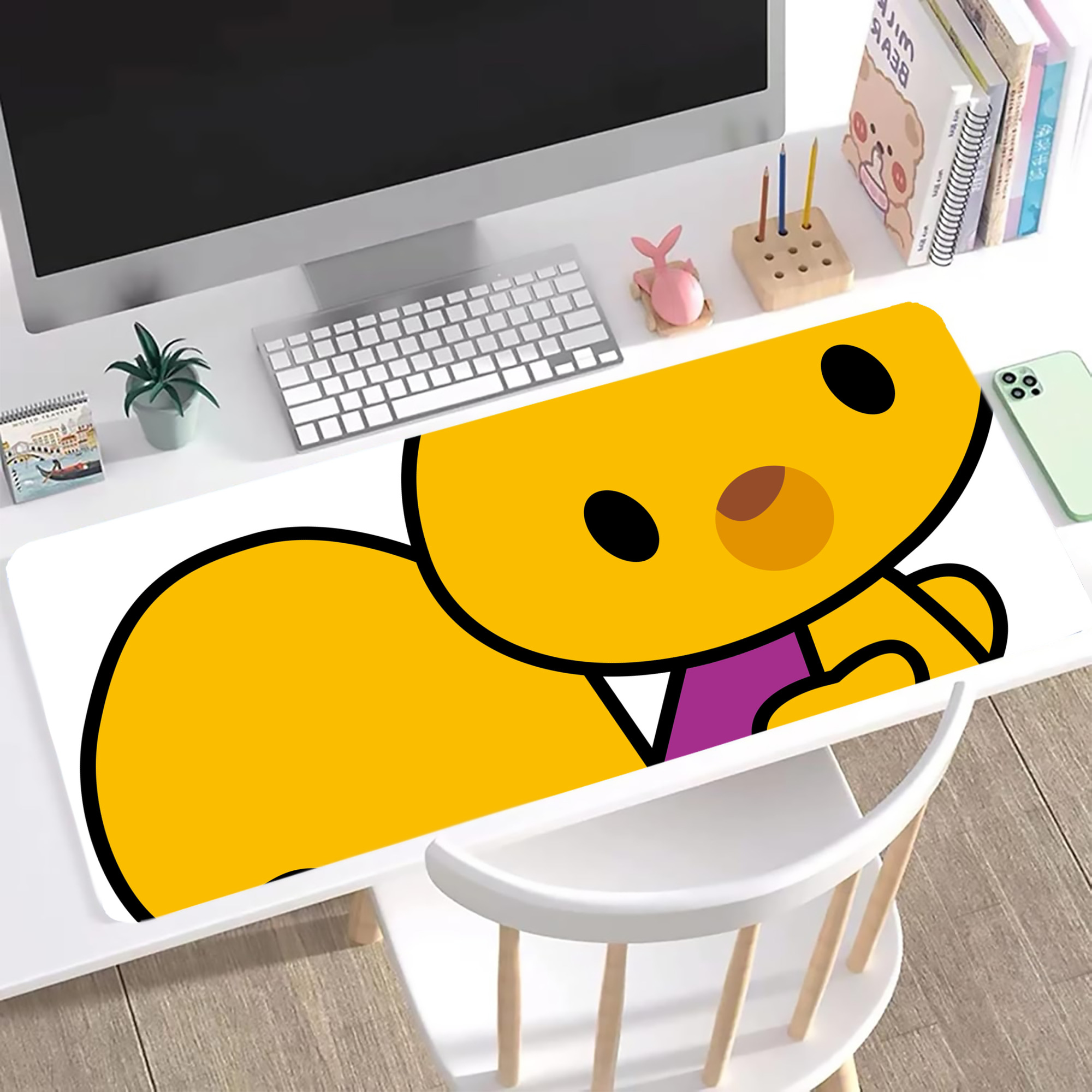 （画像用） Hello Kitty ハローキティ ステッチ加工 大判デスクマット／滑り止めマウスパッド