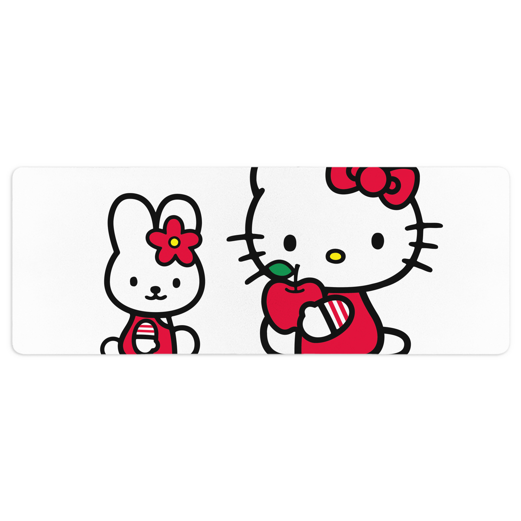 （画像用） Hello Kitty ハローキティ ステッチ加工 大判デスクマット／滑り止めマウスパッド