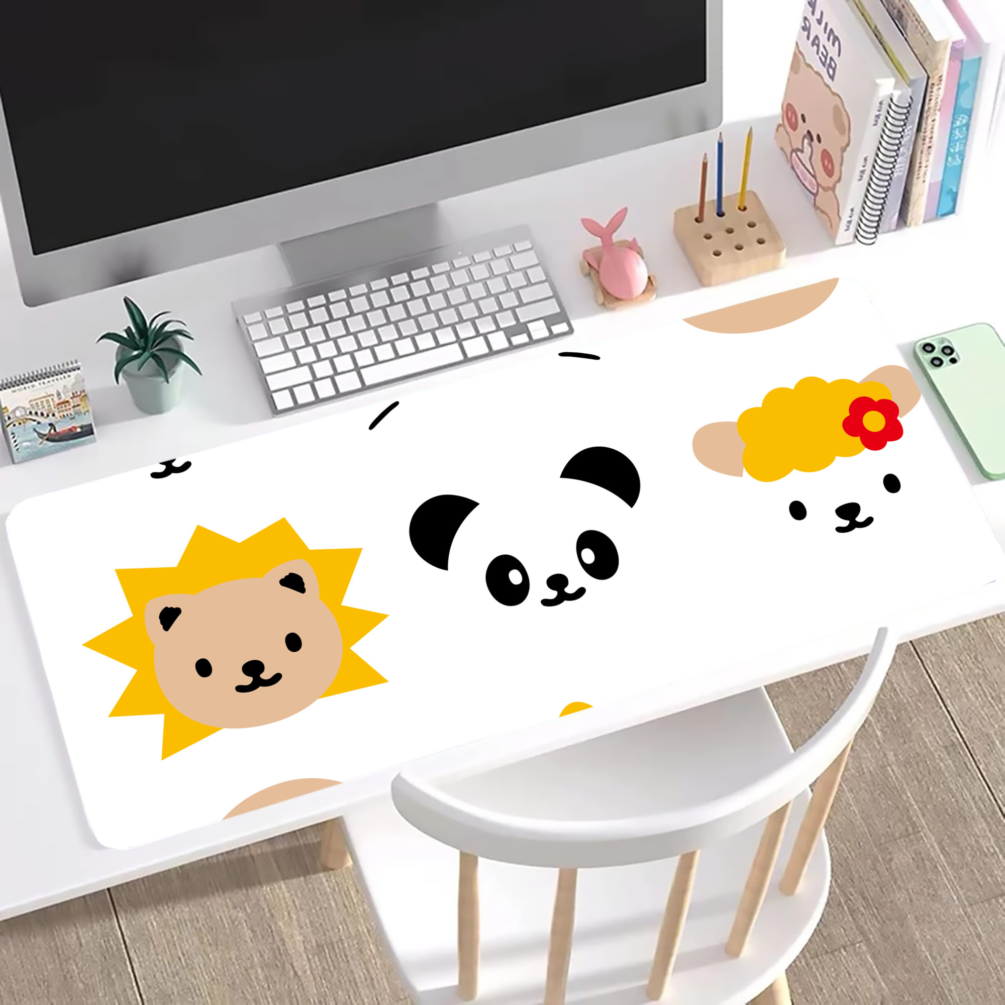 （画像用） Hello Kitty ハローキティ ステッチ加工 大判デスクマット／滑り止めマウスパッド
