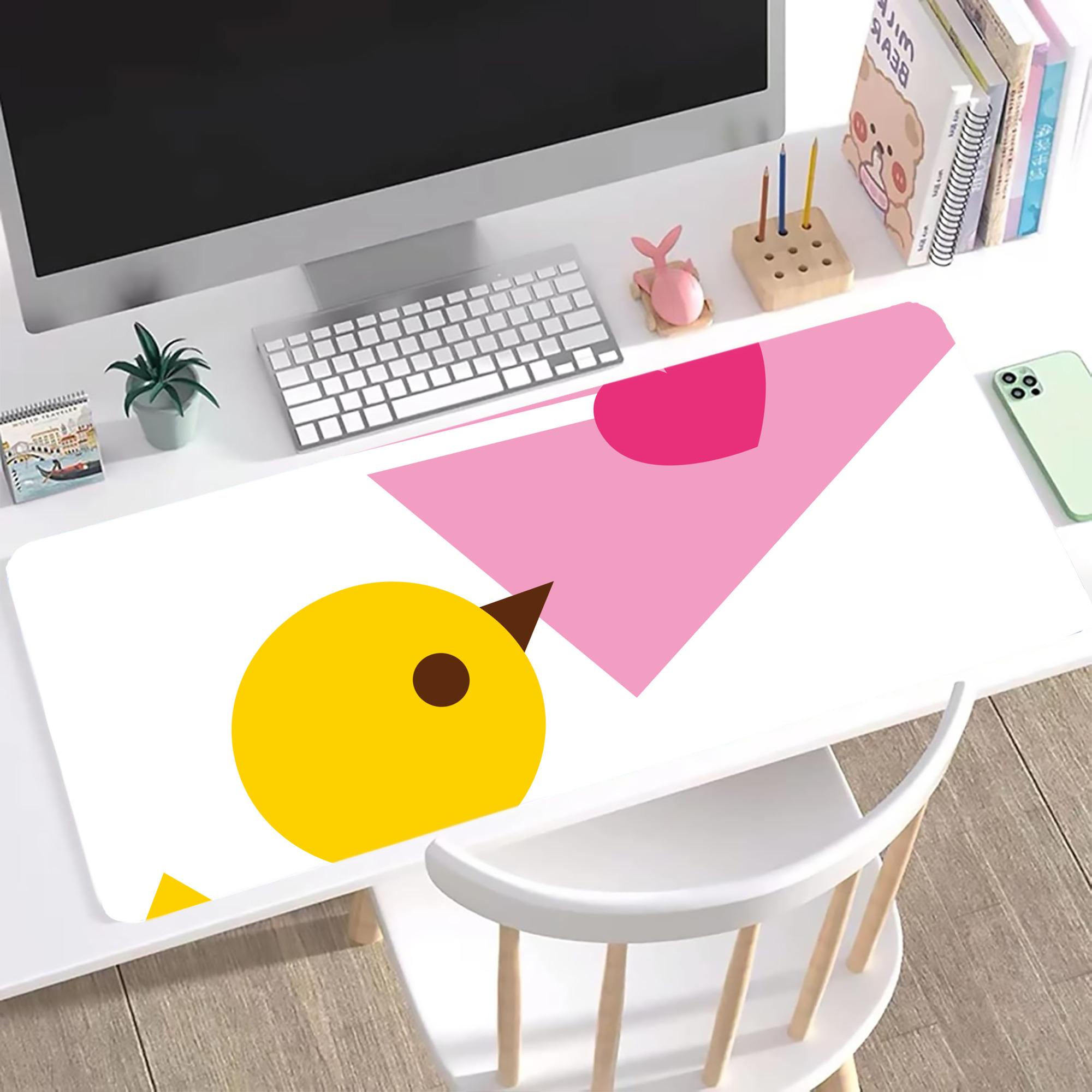 （画像用） Hello Kitty ハローキティ ステッチ加工 大判デスクマット／滑り止めマウスパッド