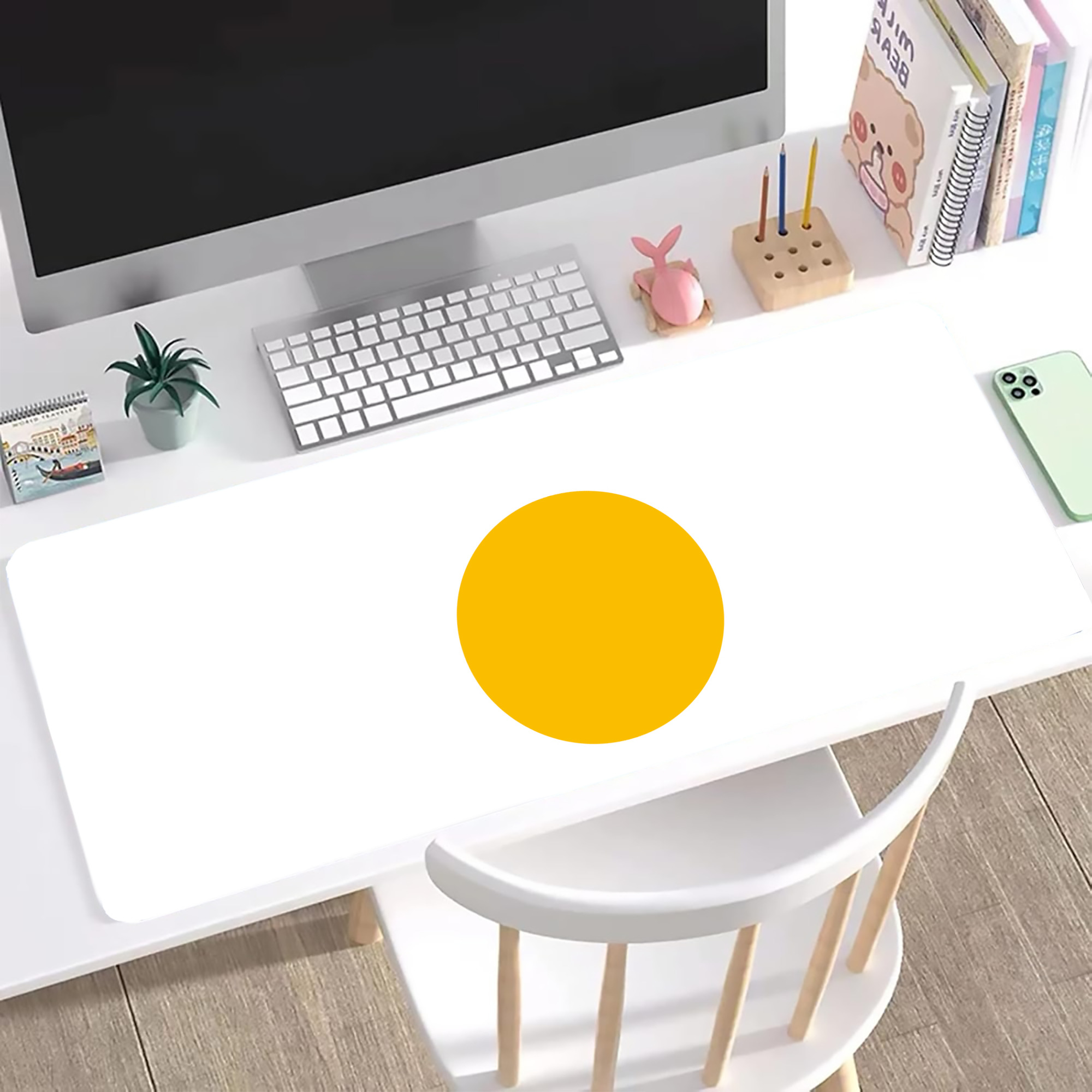 （画像用） Hello Kitty ハローキティ ステッチ加工 大判デスクマット／滑り止めマウスパッド