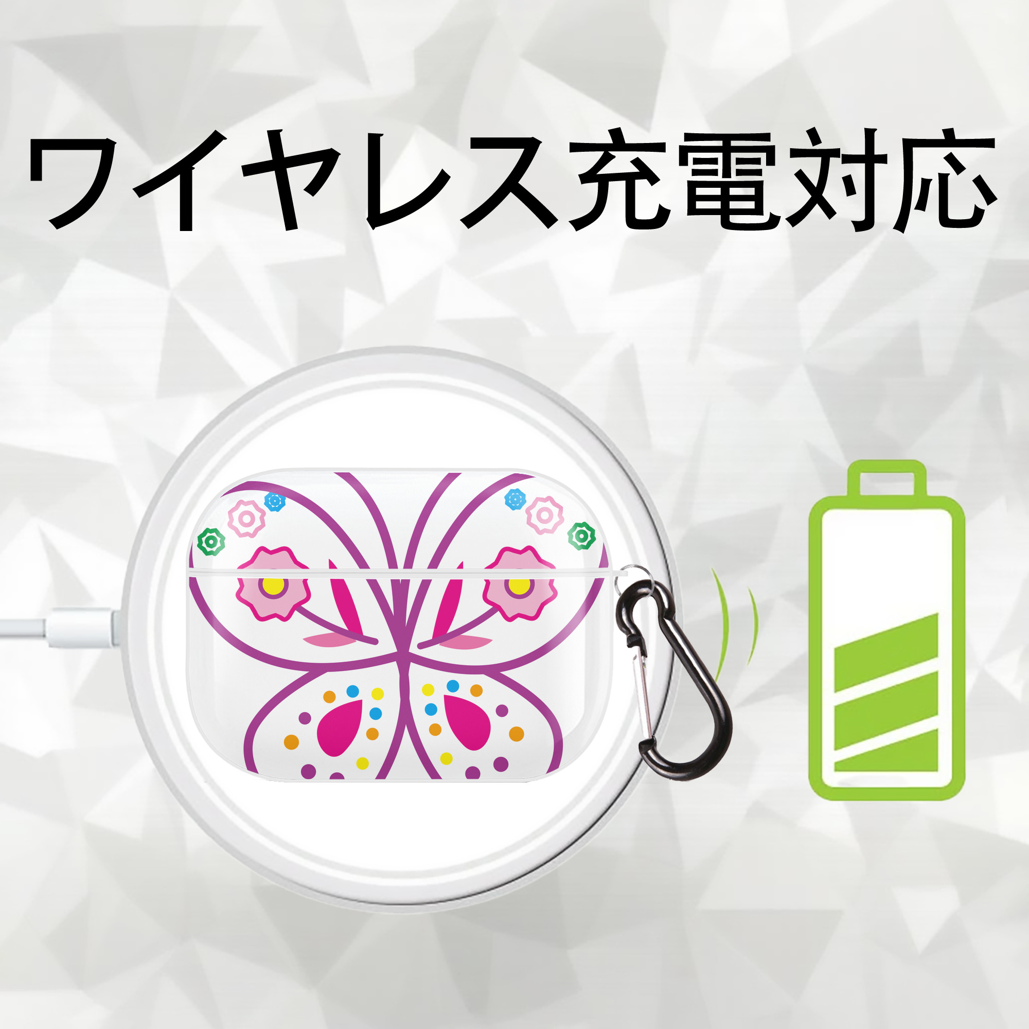 Hello Kitty ハローキティ 【AirPods Pro用】ハードシェル保護ケース 耐衝撃・防指紋・カラビナ付き商品仕様