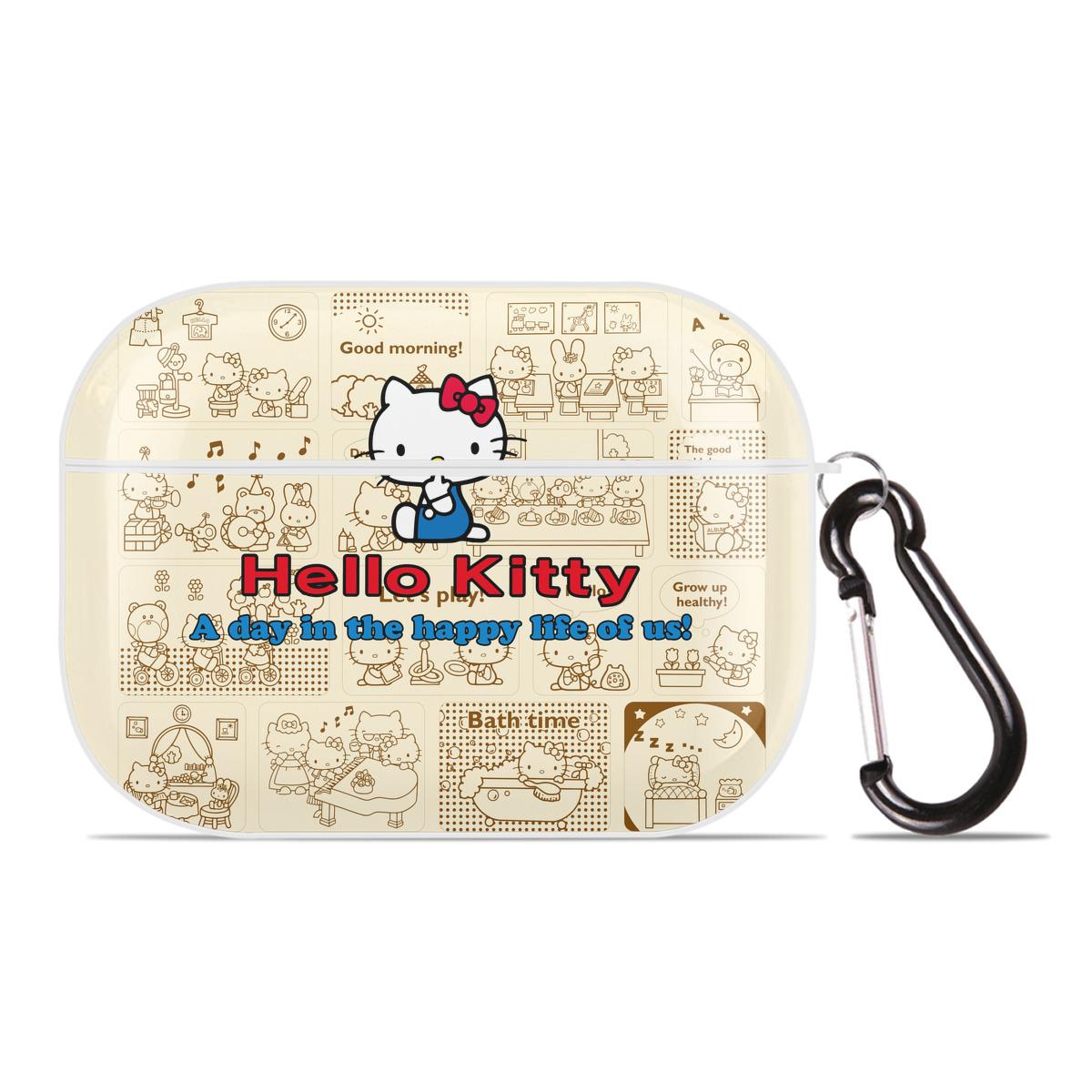 （画像用） Hello Kitty ハローキティ 【AirPods Pro用】ハードシェル保護ケース 耐衝撃・防指紋・カラビナ付き商品仕様