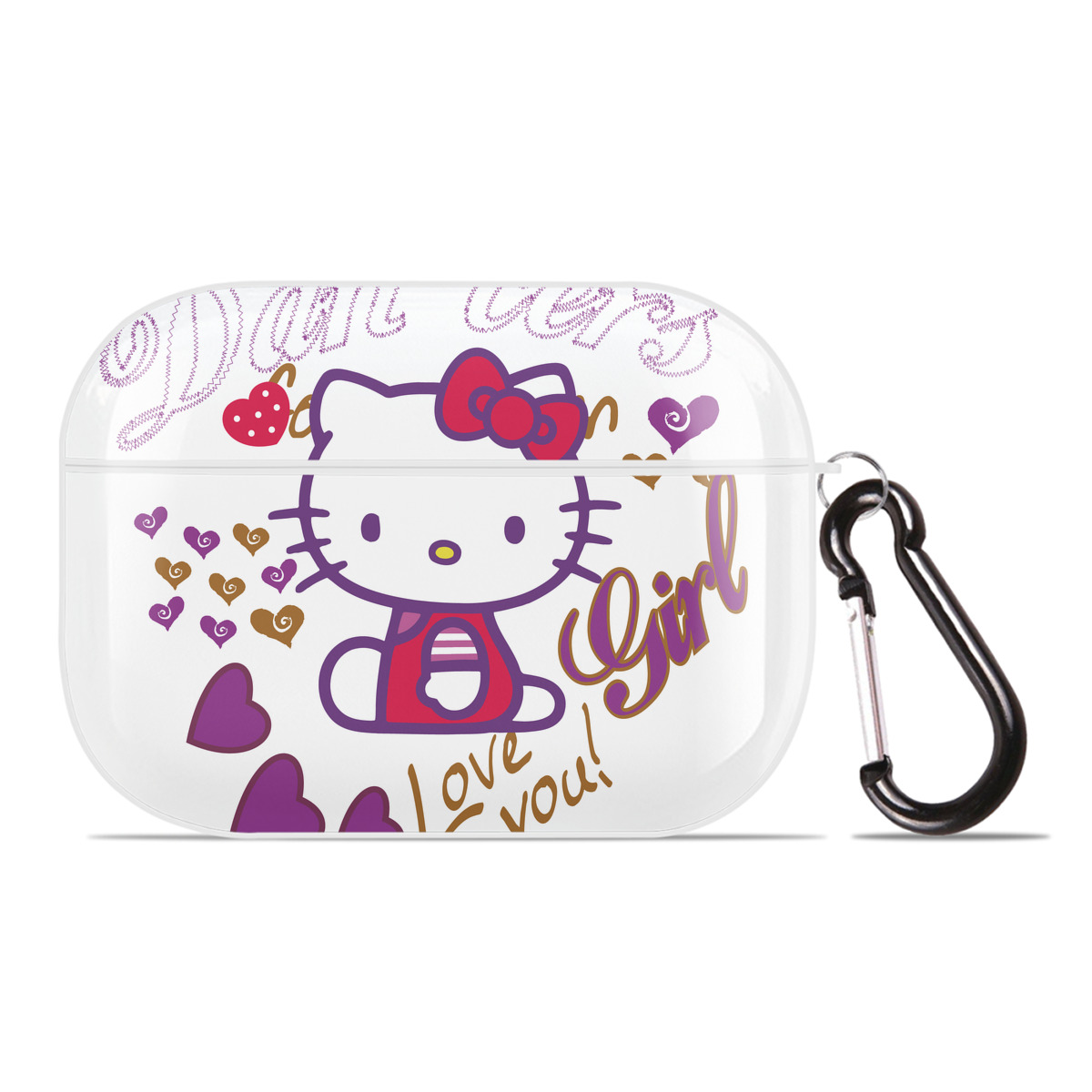 （画像用） Hello Kitty ハローキティ 【AirPods Pro用】ハードシェル保護ケース 耐衝撃・防指紋・カラビナ付き商品仕様