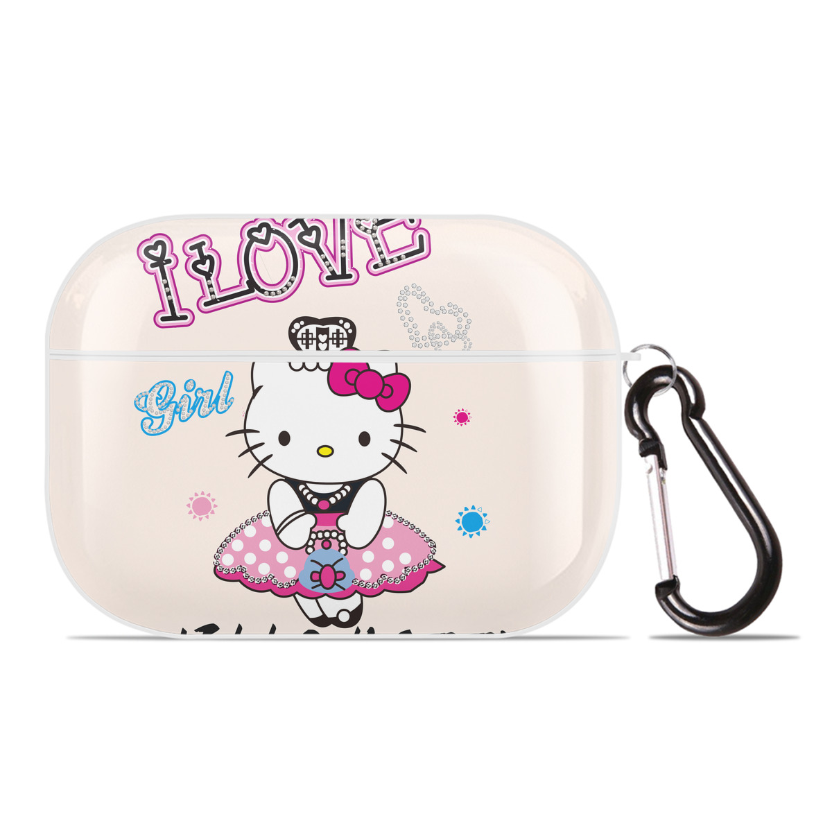 （画像用） Hello Kitty ハローキティ 【AirPods Pro用】ハードシェル保護ケース 耐衝撃・防指紋・カラビナ付き商品仕様