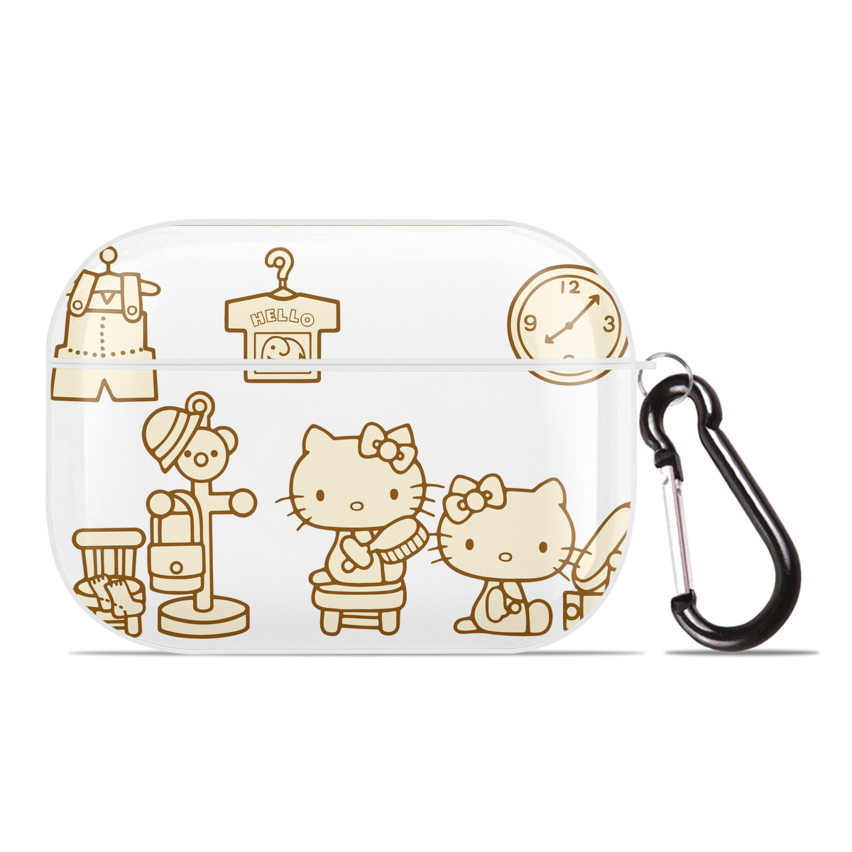 （画像用） Hello Kitty ハローキティ 【AirPods Pro用】ハードシェル保護ケース 耐衝撃・防指紋・カラビナ付き商品仕様