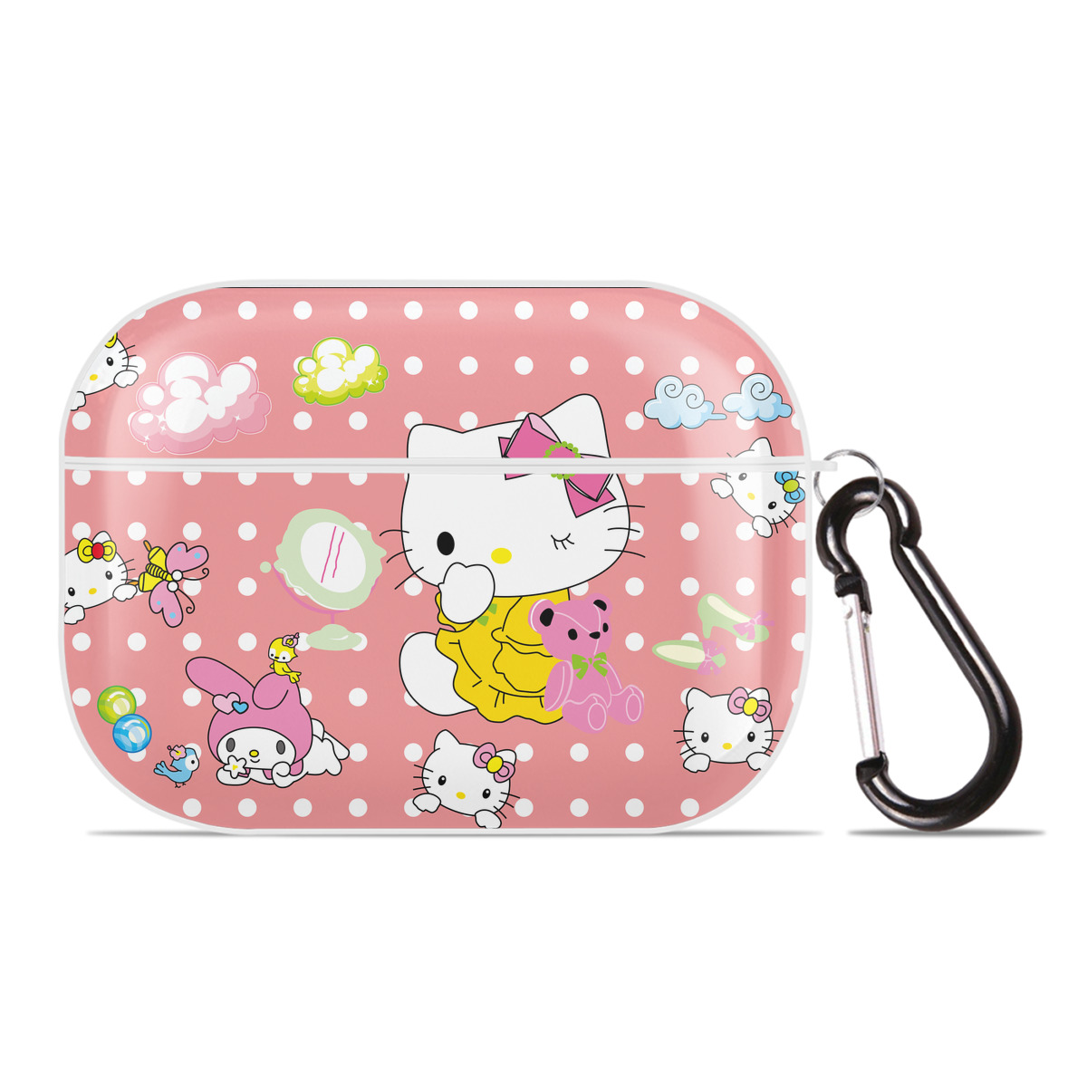 （画像用） Hello Kitty ハローキティ 【AirPods Pro用】ハードシェル保護ケース 耐衝撃・防指紋・カラビナ付き商品仕様