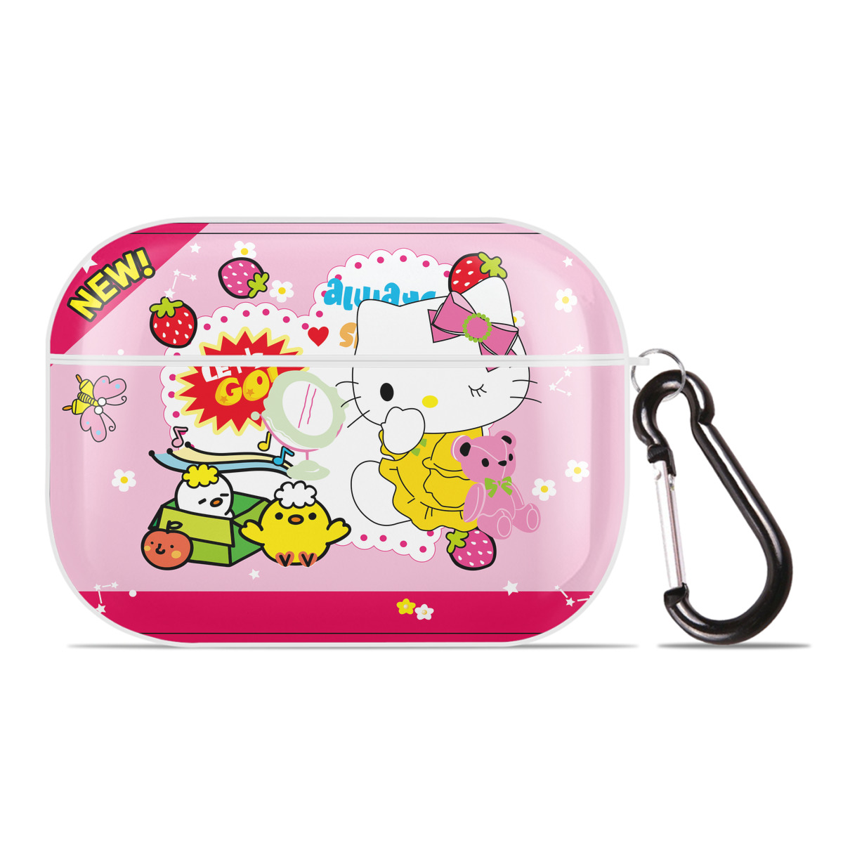 （画像用） Hello Kitty ハローキティ 【AirPods Pro用】ハードシェル保護ケース 耐衝撃・防指紋・カラビナ付き商品仕様