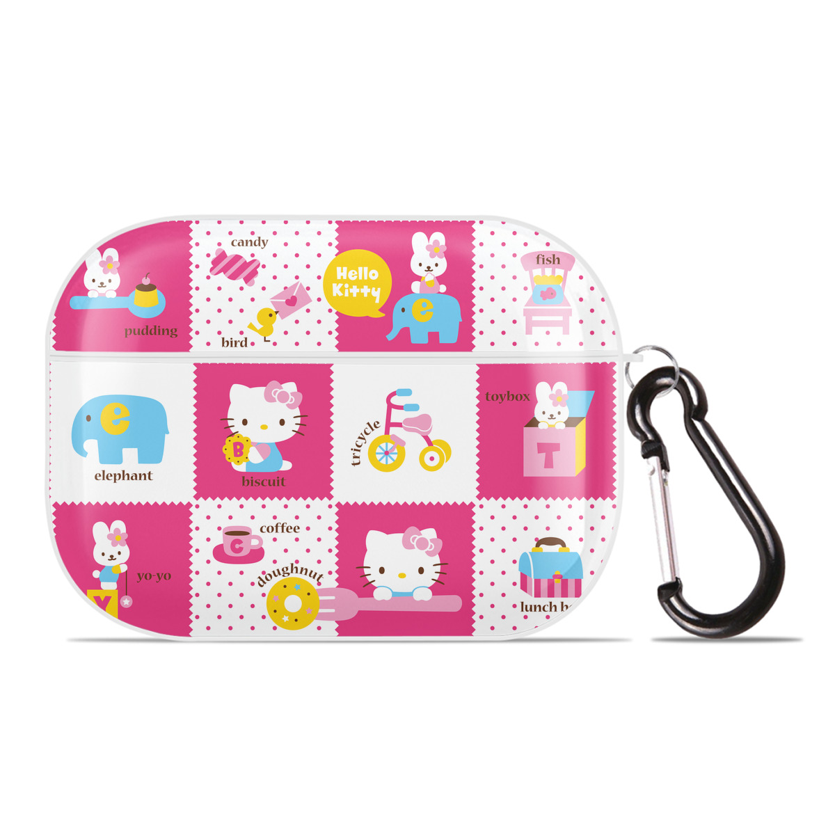 （画像用） Hello Kitty ハローキティ 【AirPods Pro用】ハードシェル保護ケース 耐衝撃・防指紋・カラビナ付き商品仕様