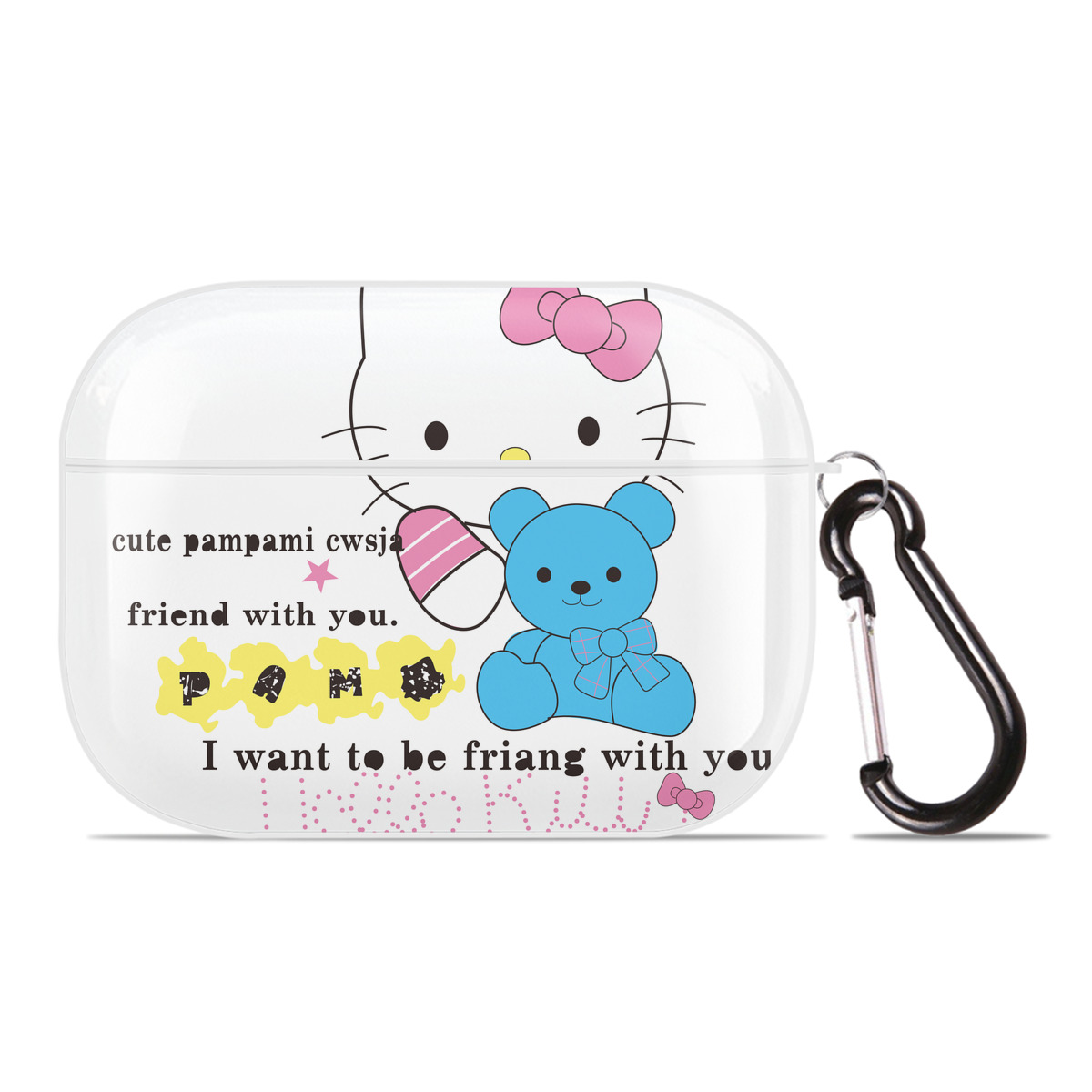 （画像用） Hello Kitty ハローキティ 【AirPods Pro用】ハードシェル保護ケース 耐衝撃・防指紋・カラビナ付き商品仕様