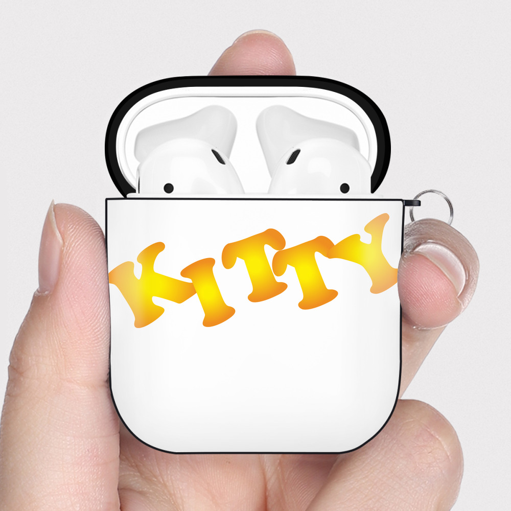 （画像用） Hello Kitty ハローキティ AirPods 第2世代保護ケース ハードシェル ブラック 耐衝撃・防指紋・カラビナ付き