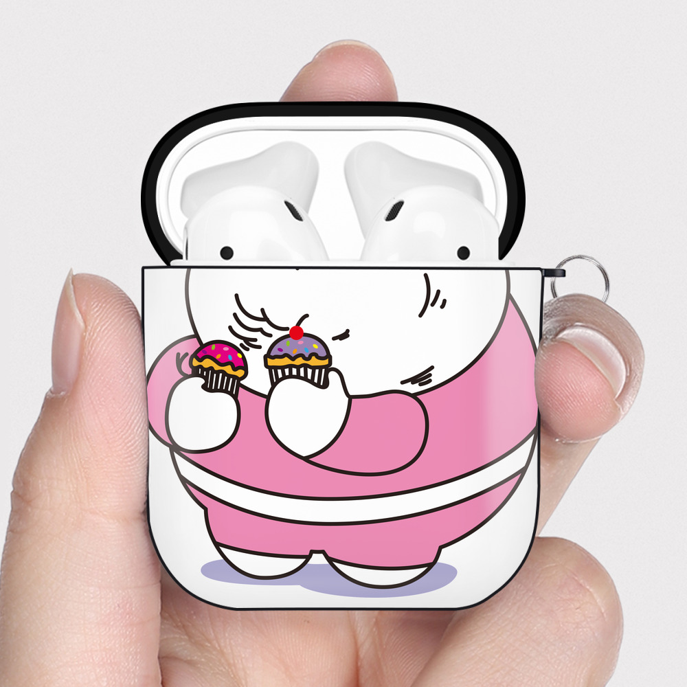 （画像用） Hello Kitty ハローキティ AirPods 第2世代保護ケース ハードシェル ブラック 耐衝撃・防指紋・カラビナ付き