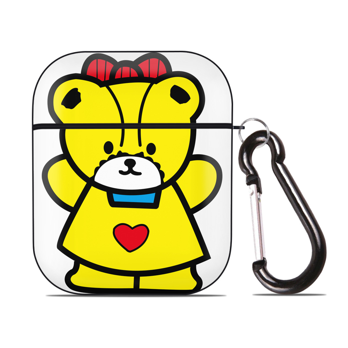 （画像用） Hello Kitty ハローキティ AirPods 第2世代保護ケース ハードシェル ブラック 耐衝撃・防指紋・カラビナ付き