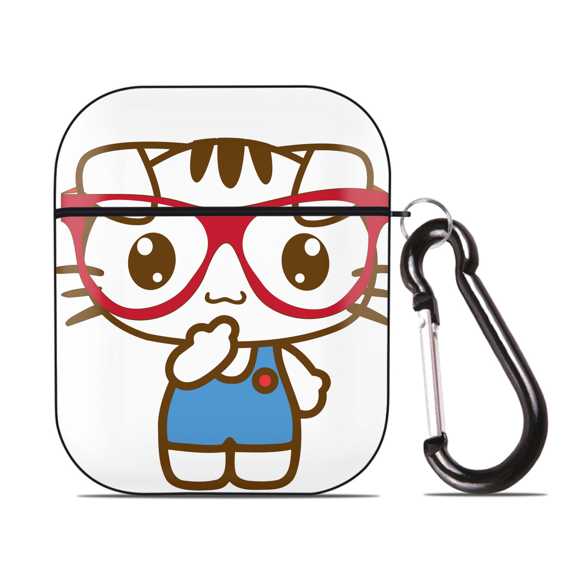 （画像用） Hello Kitty ハローキティ AirPods 第2世代保護ケース ハードシェル ブラック 耐衝撃・防指紋・カラビナ付き