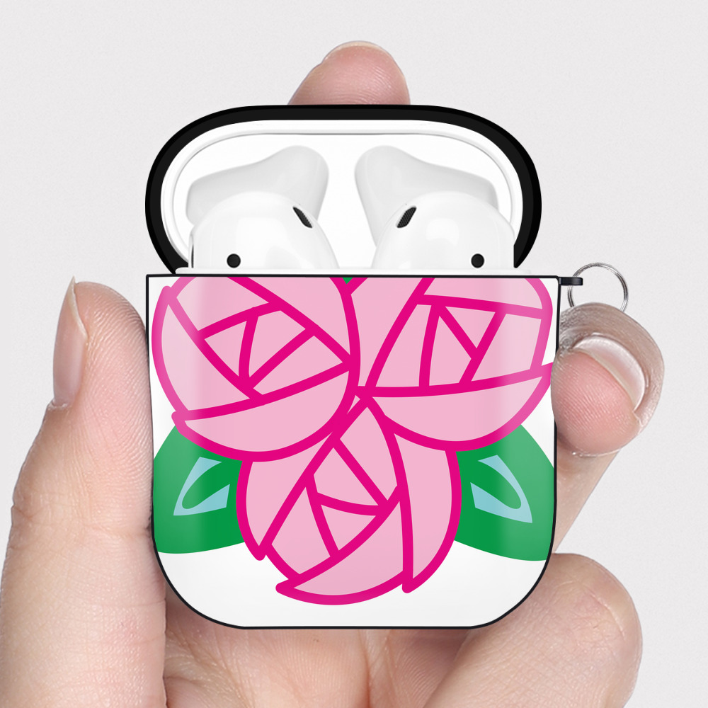 （画像用） Hello Kitty ハローキティ AirPods 第2世代保護ケース ハードシェル ブラック 耐衝撃・防指紋・カラビナ付き
