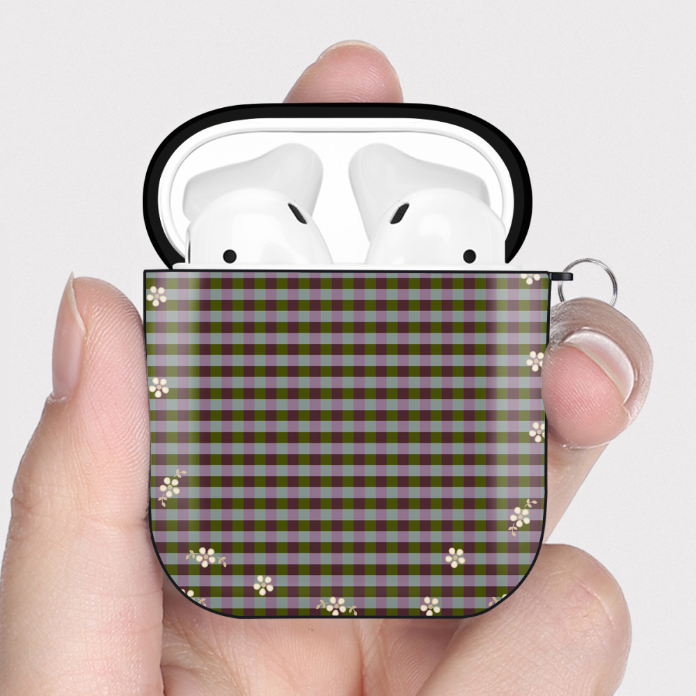 （画像用） Hello Kitty ハローキティ AirPods 第2世代保護ケース ハードシェル ブラック 耐衝撃・防指紋・カラビナ付き