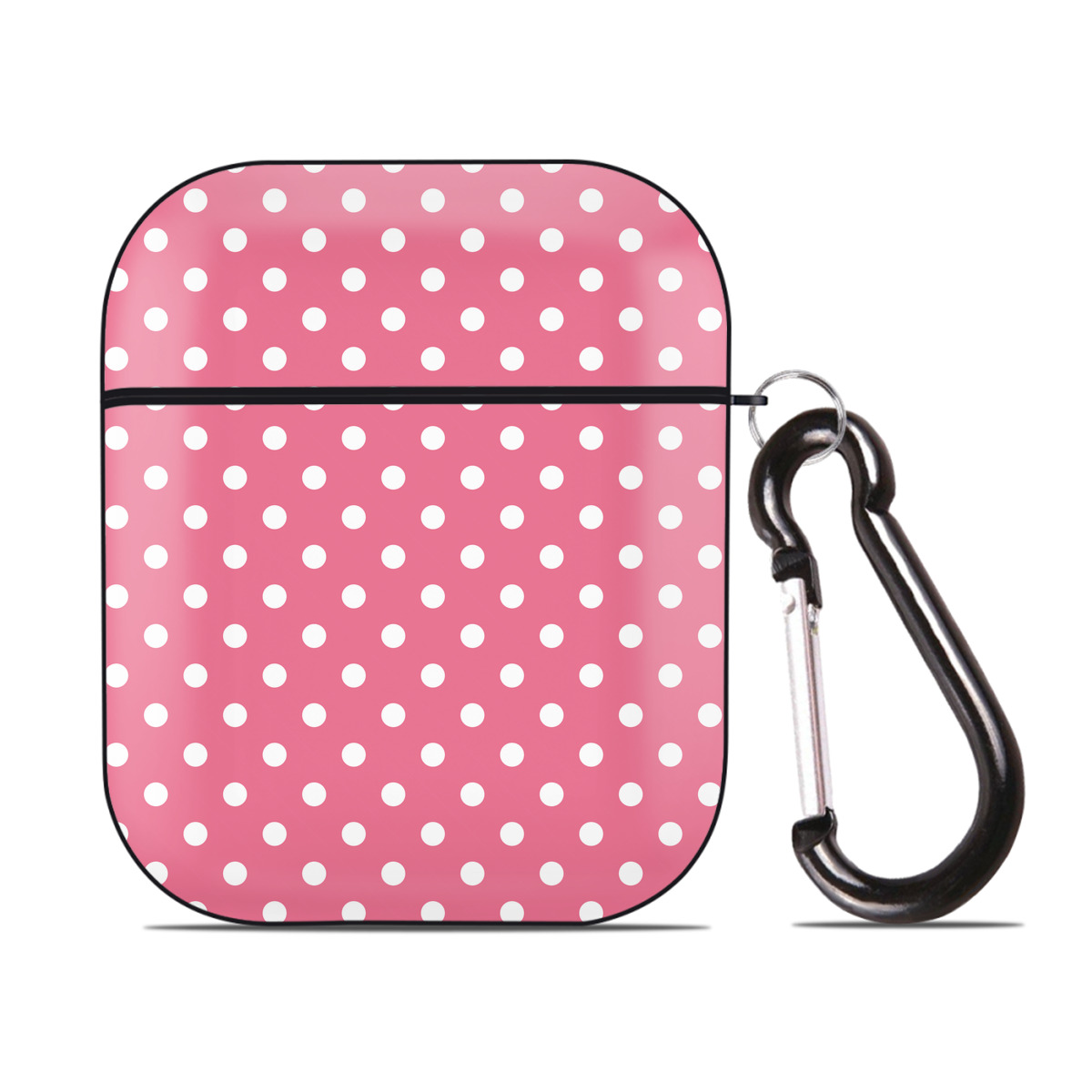 （画像用） Hello Kitty ハローキティ AirPods 第2世代保護ケース ハードシェル ブラック 耐衝撃・防指紋・カラビナ付き