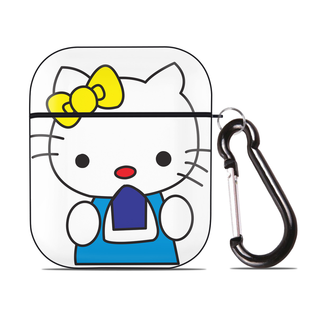 （画像用） Hello Kitty ハローキティ AirPods 第2世代保護ケース ハードシェル ブラック 耐衝撃・防指紋・カラビナ付き