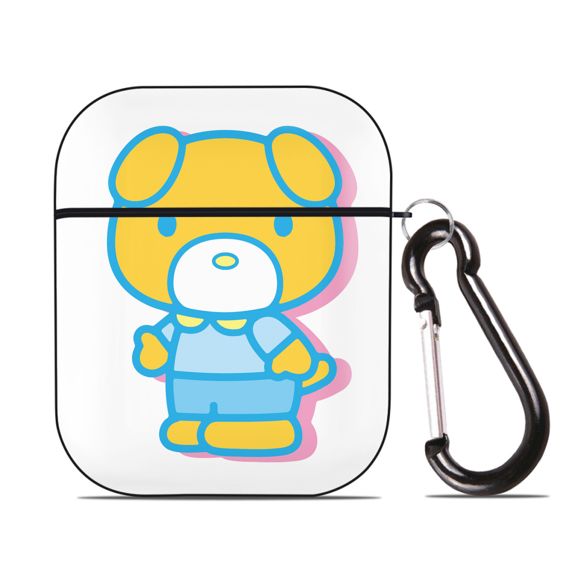 （画像用） Hello Kitty ハローキティ AirPods 第2世代保護ケース ハードシェル ブラック 耐衝撃・防指紋・カラビナ付き