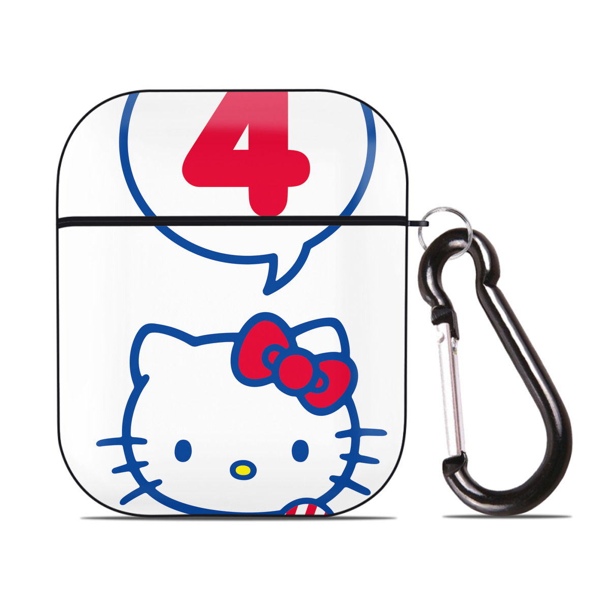 （画像用） Hello Kitty ハローキティ AirPods 第2世代保護ケース ハードシェル ブラック 耐衝撃・防指紋・カラビナ付き