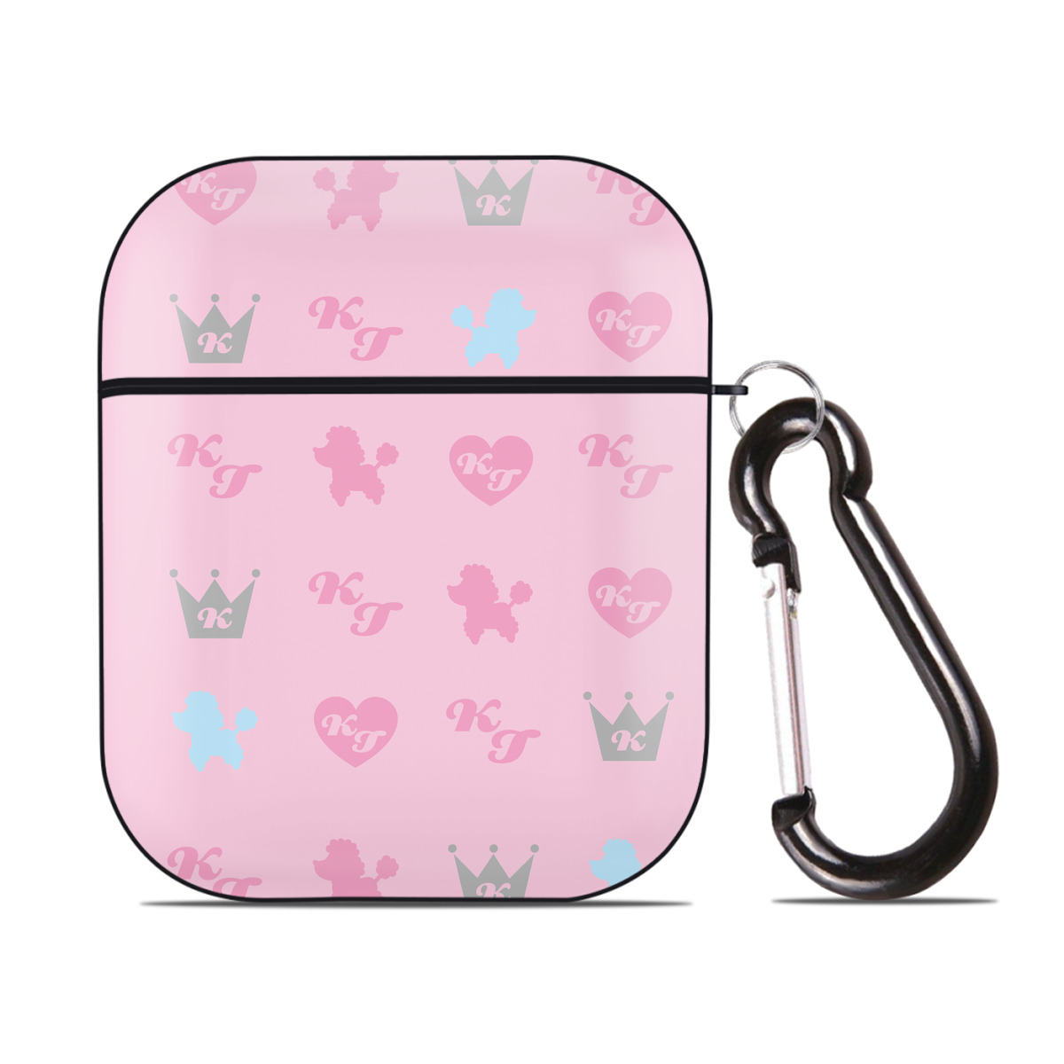 （画像用） Hello Kitty ハローキティ AirPods 第2世代保護ケース ハードシェル ブラック 耐衝撃・防指紋・カラビナ付き