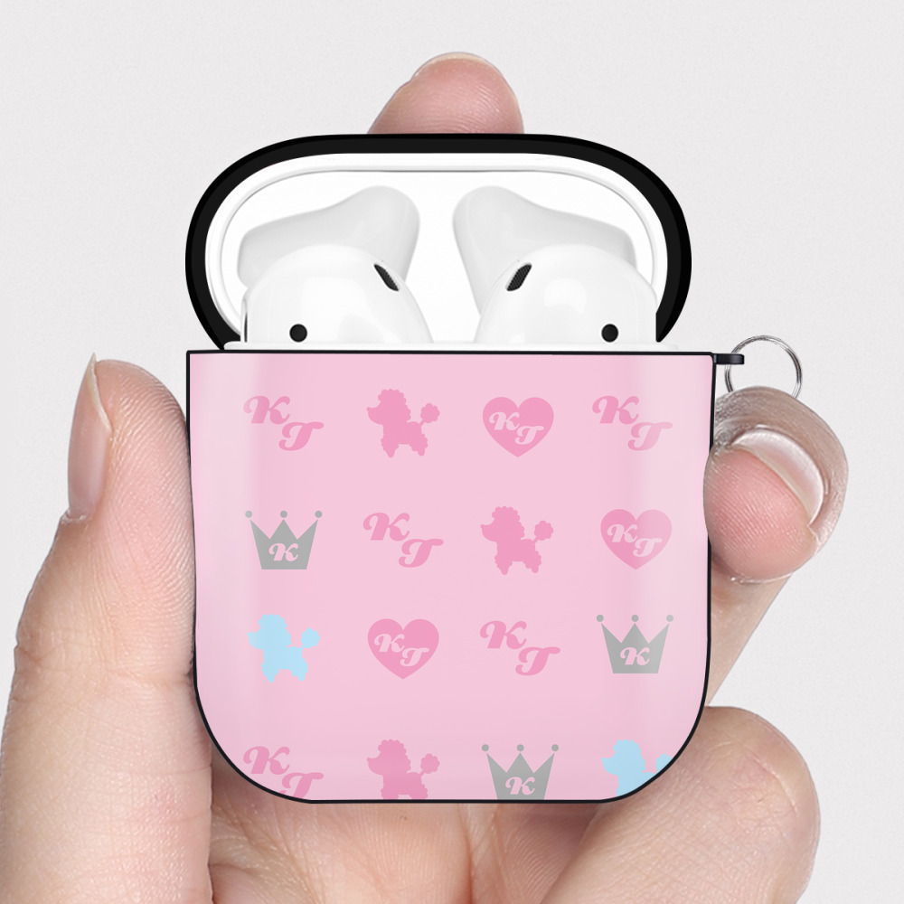 （画像用） Hello Kitty ハローキティ AirPods 第2世代保護ケース ハードシェル ブラック 耐衝撃・防指紋・カラビナ付き