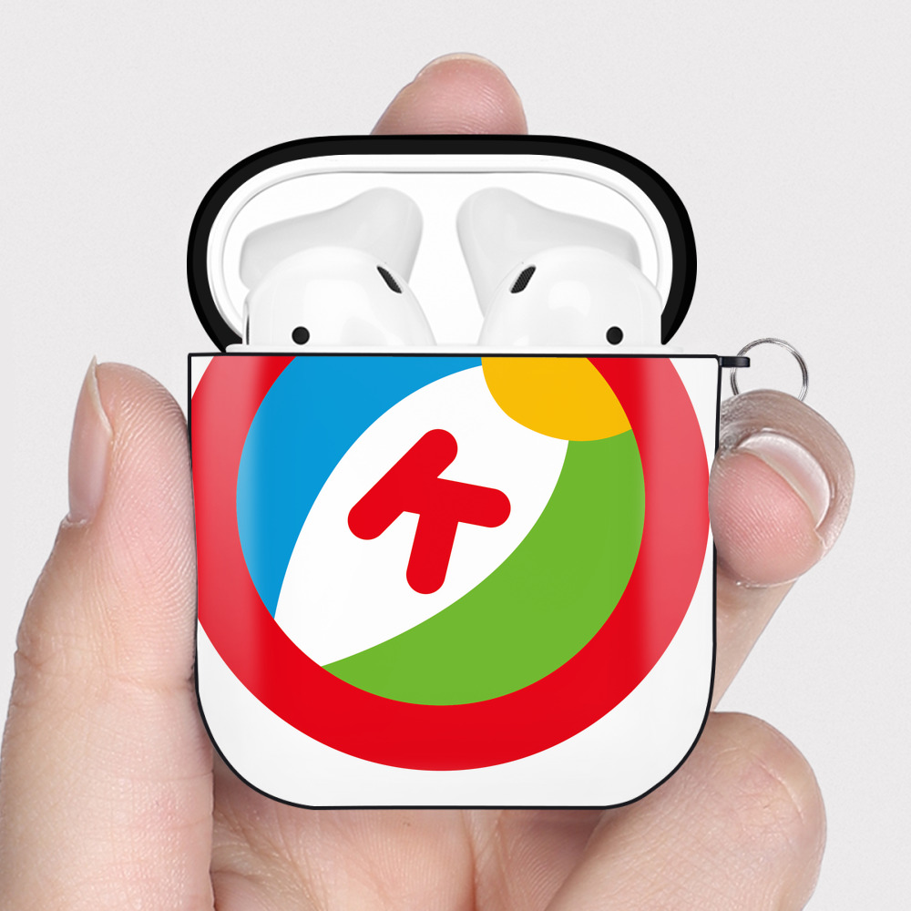 （画像用） Hello Kitty ハローキティ AirPods 第2世代保護ケース ハードシェル ブラック 耐衝撃・防指紋・カラビナ付き