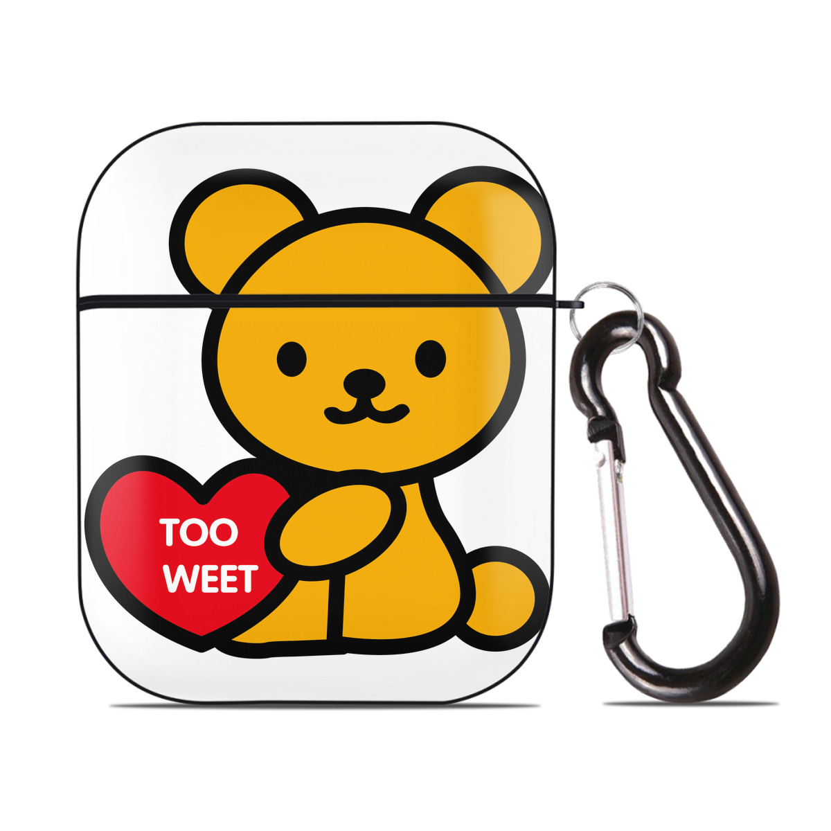 （画像用） Hello Kitty ハローキティ AirPods 第2世代保護ケース ハードシェル ブラック 耐衝撃・防指紋・カラビナ付き