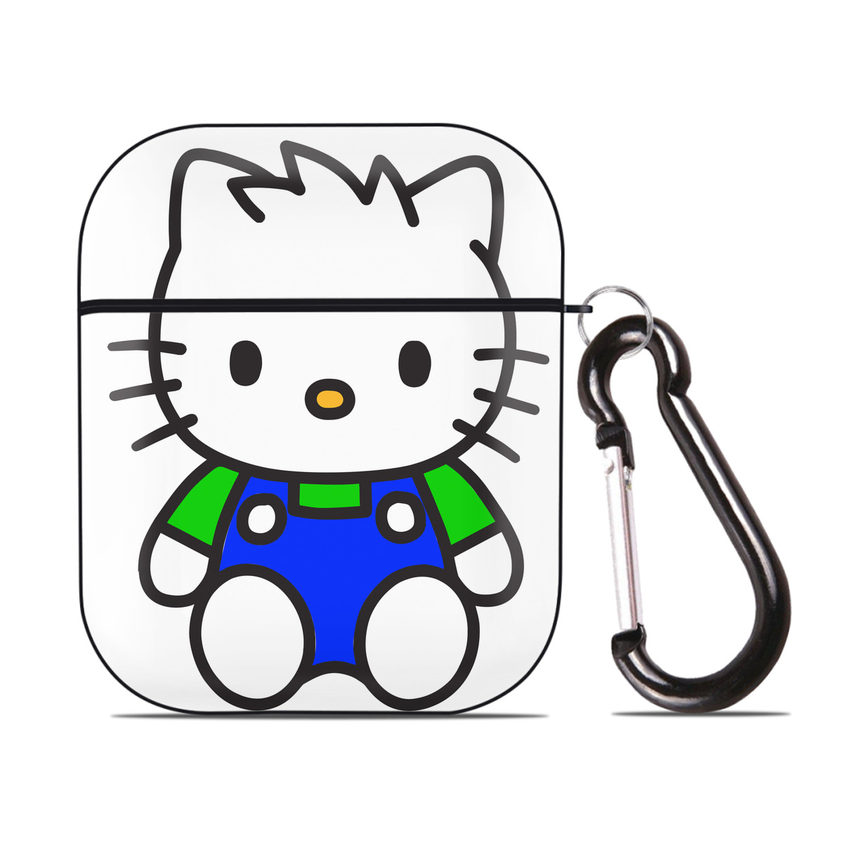 （画像用） Hello Kitty ハローキティ AirPods 第2世代保護ケース ハードシェル ブラック 耐衝撃・防指紋・カラビナ付き