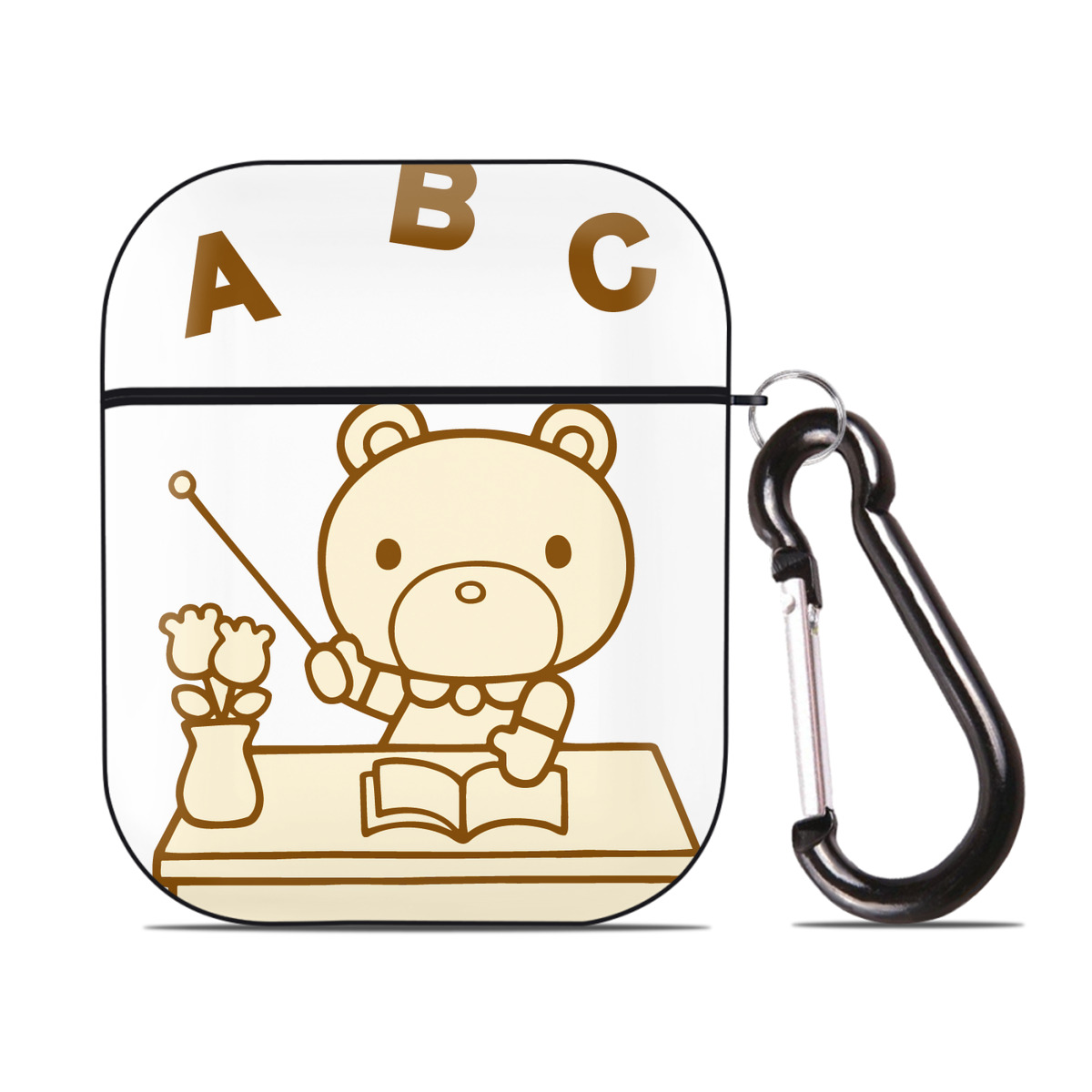 （画像用） Hello Kitty ハローキティ AirPods 第2世代保護ケース ハードシェル ブラック 耐衝撃・防指紋・カラビナ付き