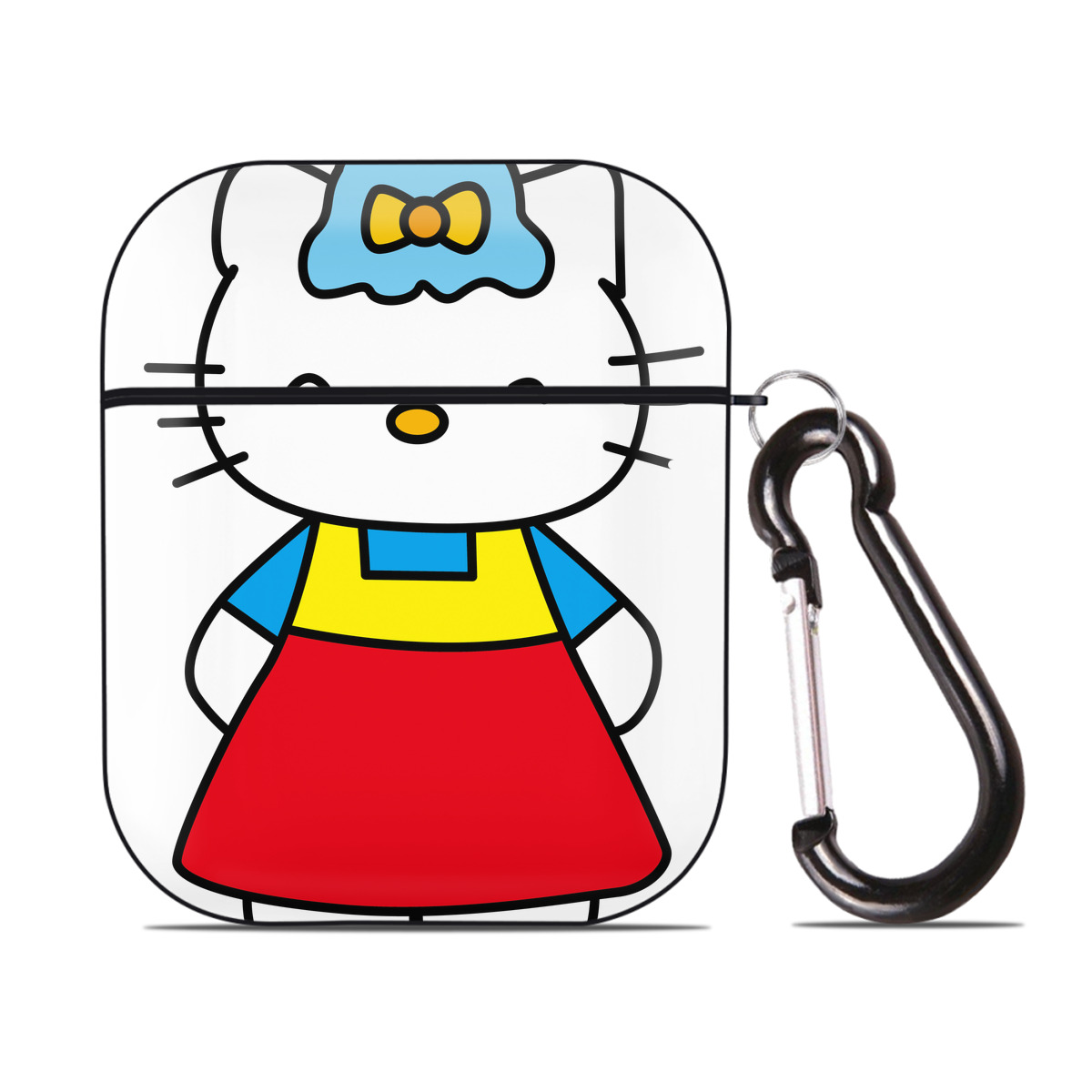 （画像用） Hello Kitty ハローキティ AirPods 第2世代保護ケース ハードシェル ブラック 耐衝撃・防指紋・カラビナ付き