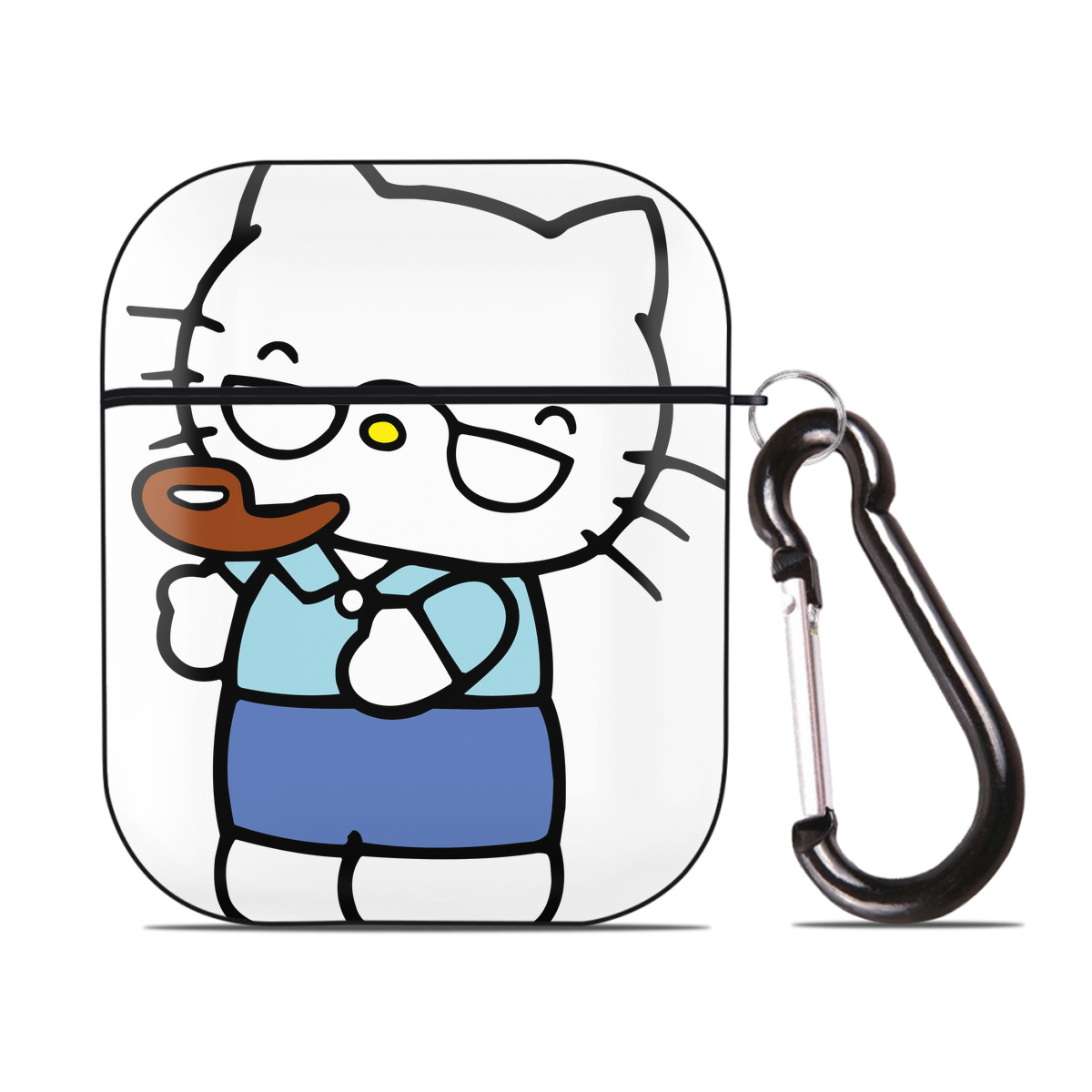 （画像用） Hello Kitty ハローキティ AirPods 第2世代保護ケース ハードシェル ブラック 耐衝撃・防指紋・カラビナ付き